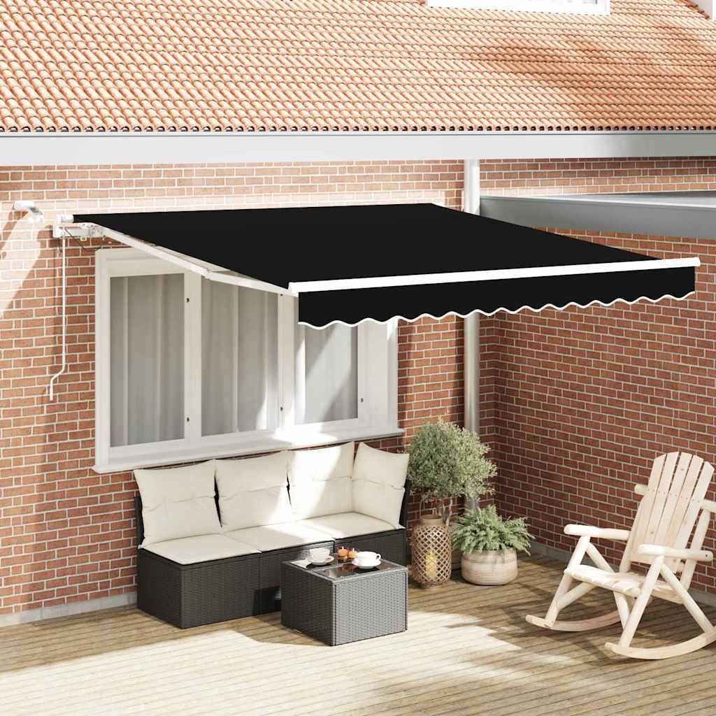 vidaXL Einziehbare Markise Schwarz 350 x 250 cm Polyester und Metall