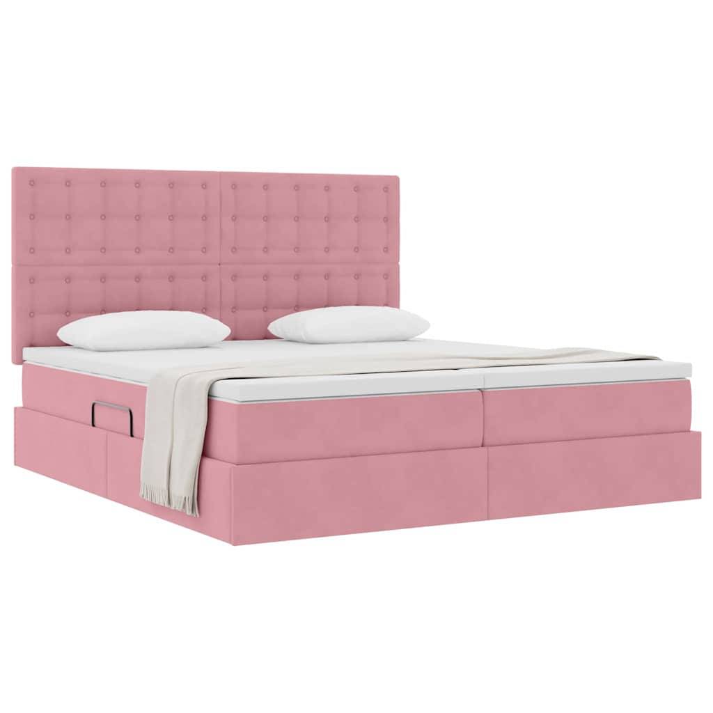 vidaXL Aufbewahrungsbett mit Kopfteil Rosa 200 x 200 cm Samt
