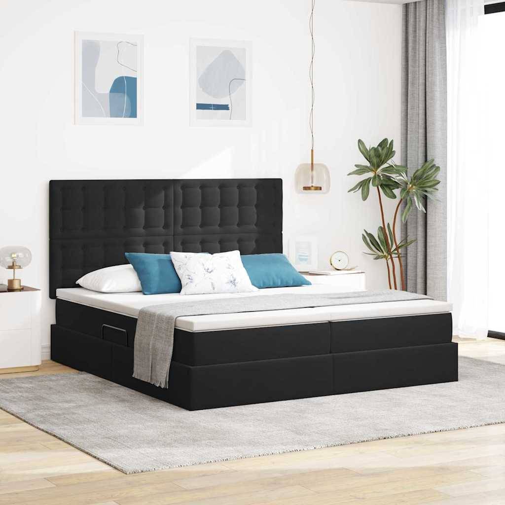 vidaXL Aufbewahrungsbett mit Kopfteil Schwarz 200 x 200 cm Samt