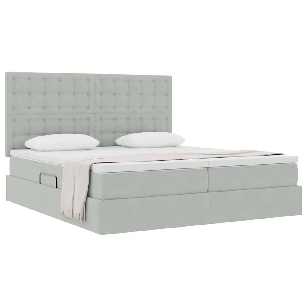 vidaXL Aufbewahrungsbett mit Kopfteil Hellgrau 200 x 200 cm Samt