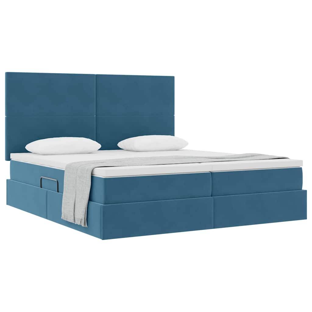 vidaXL Aufbewahrungsbett mit Kopfteil Dunkelblau 200 x 200 cm Samt