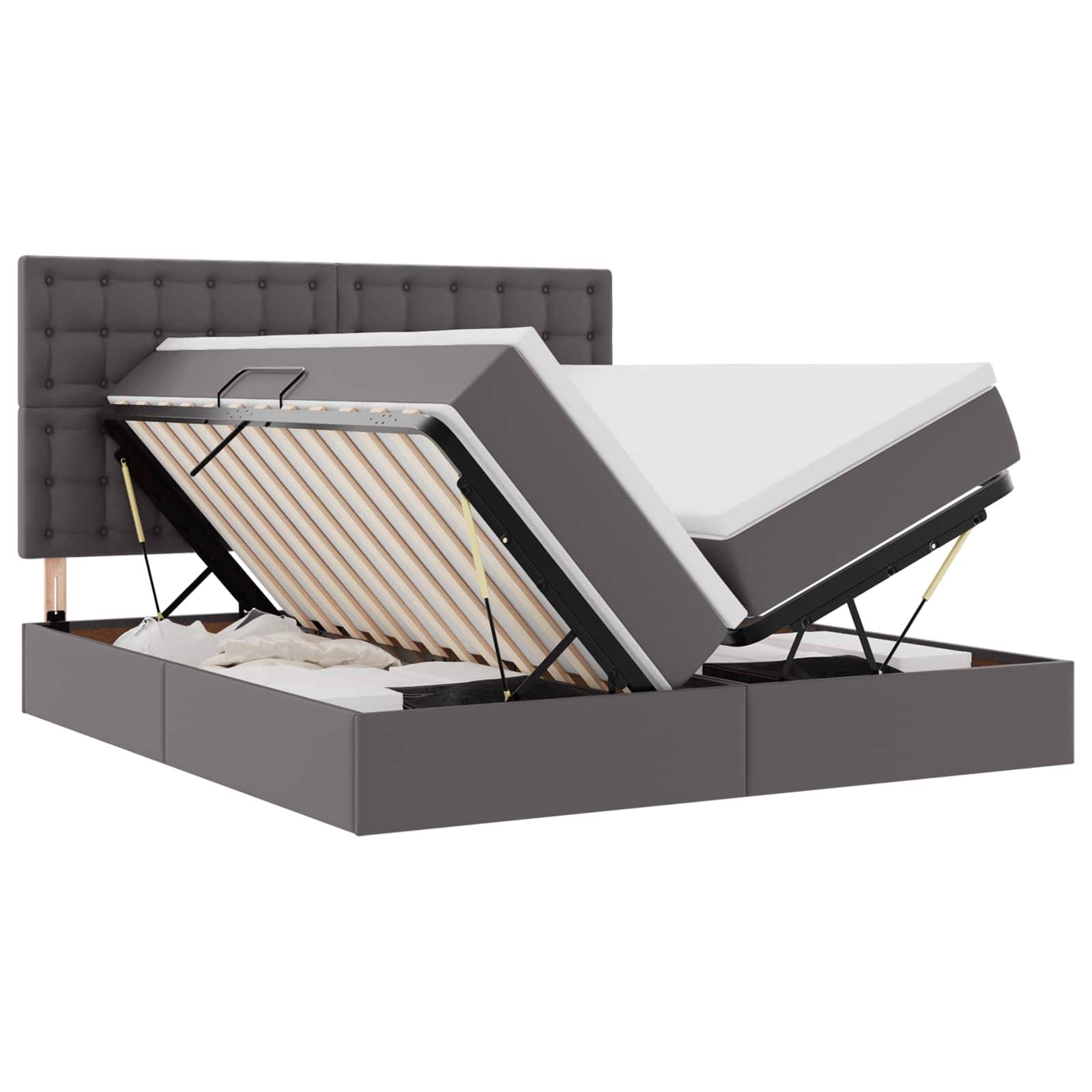 vidaXL Bett mit Stauraum und LED Grau 180 x 200 cm Kunstleder