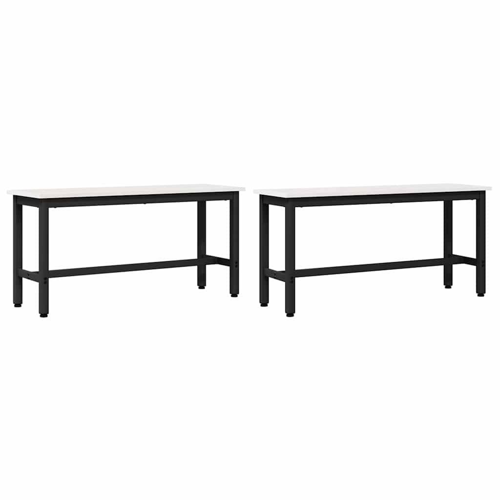 vidaXL Esstischbank 2 pcs Weiß 100 x 32,5 x 49 cm Massives Kiefernholz