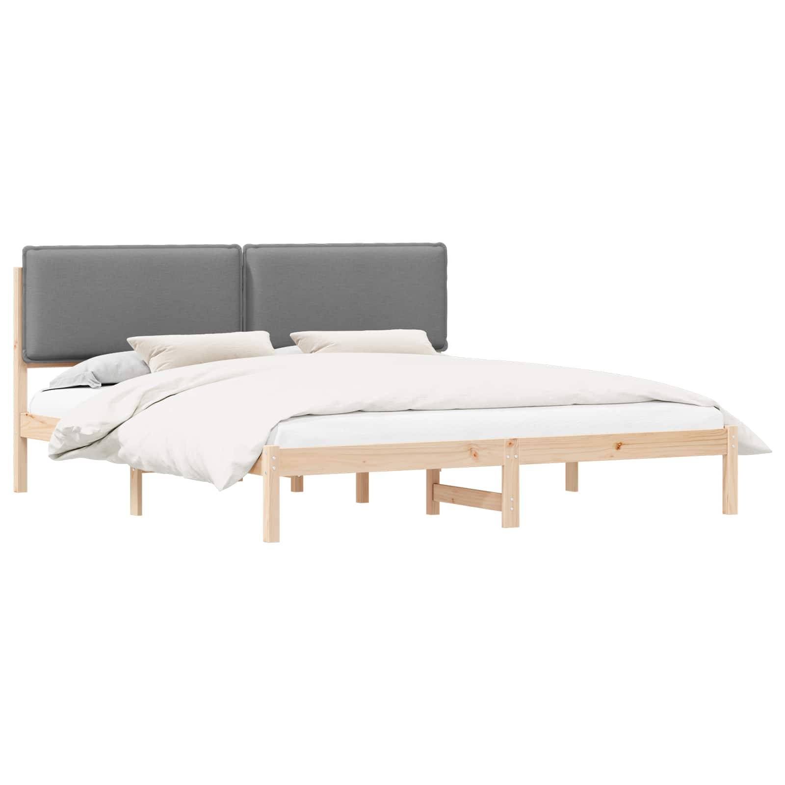 vidaXL Bettgestell mit gepolstertem Kopfteil Hellgrau 180 x 200 cm