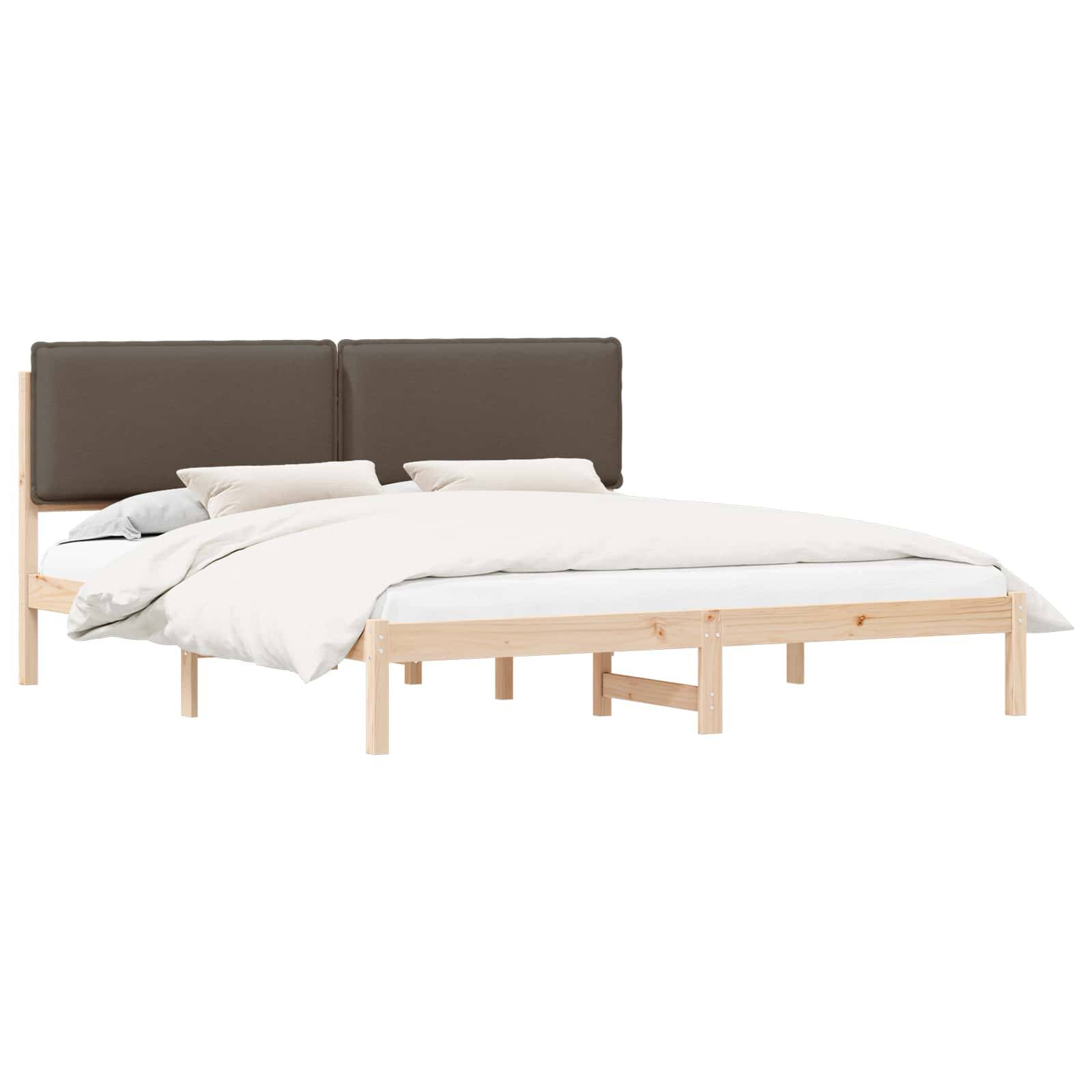 vidaXL Bettgestell mit gepolstertem Kopfteil Taupe 200 x 200 cm