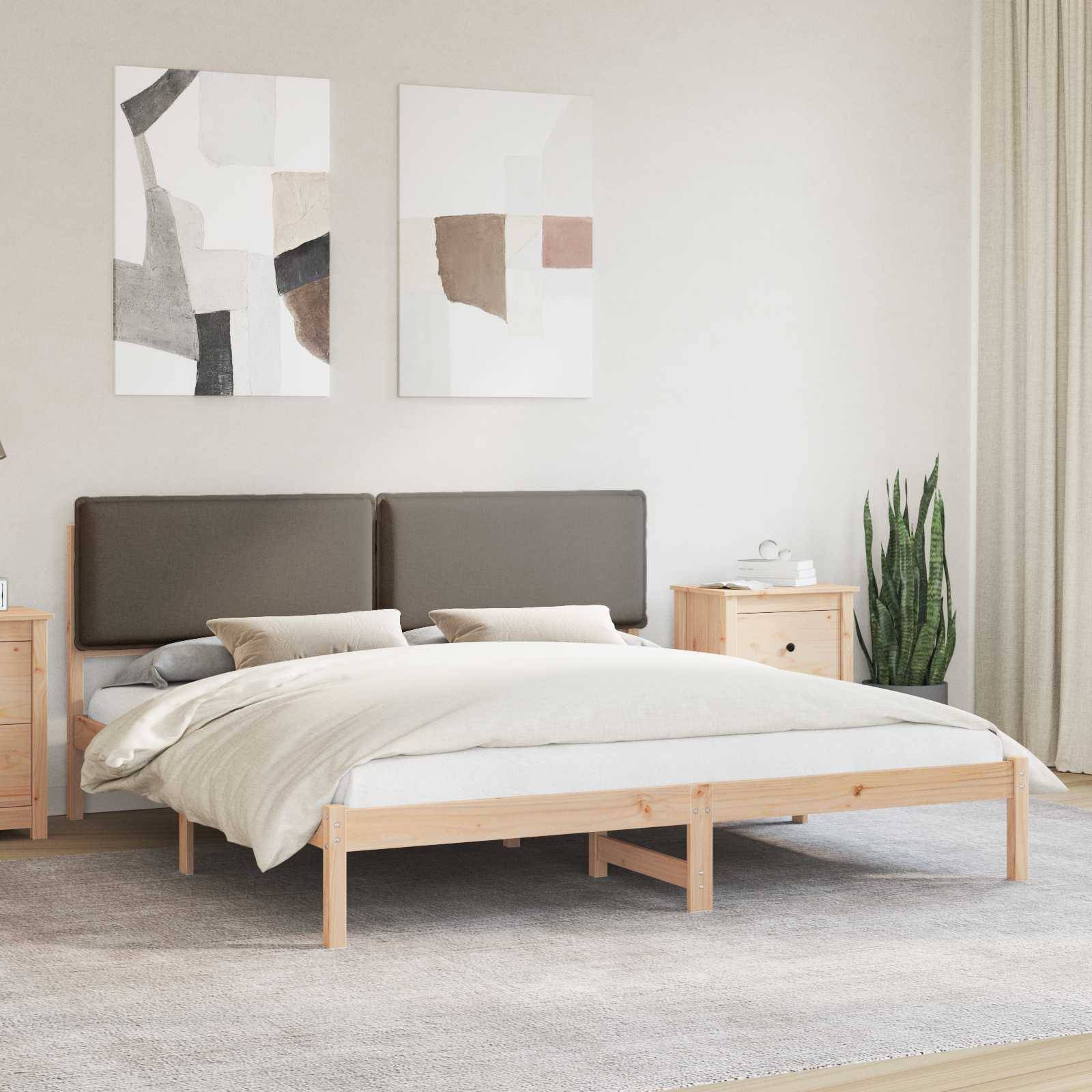 vidaXL Bettgestell mit gepolstertem Kopfteil Taupe 200 x 200 cm
