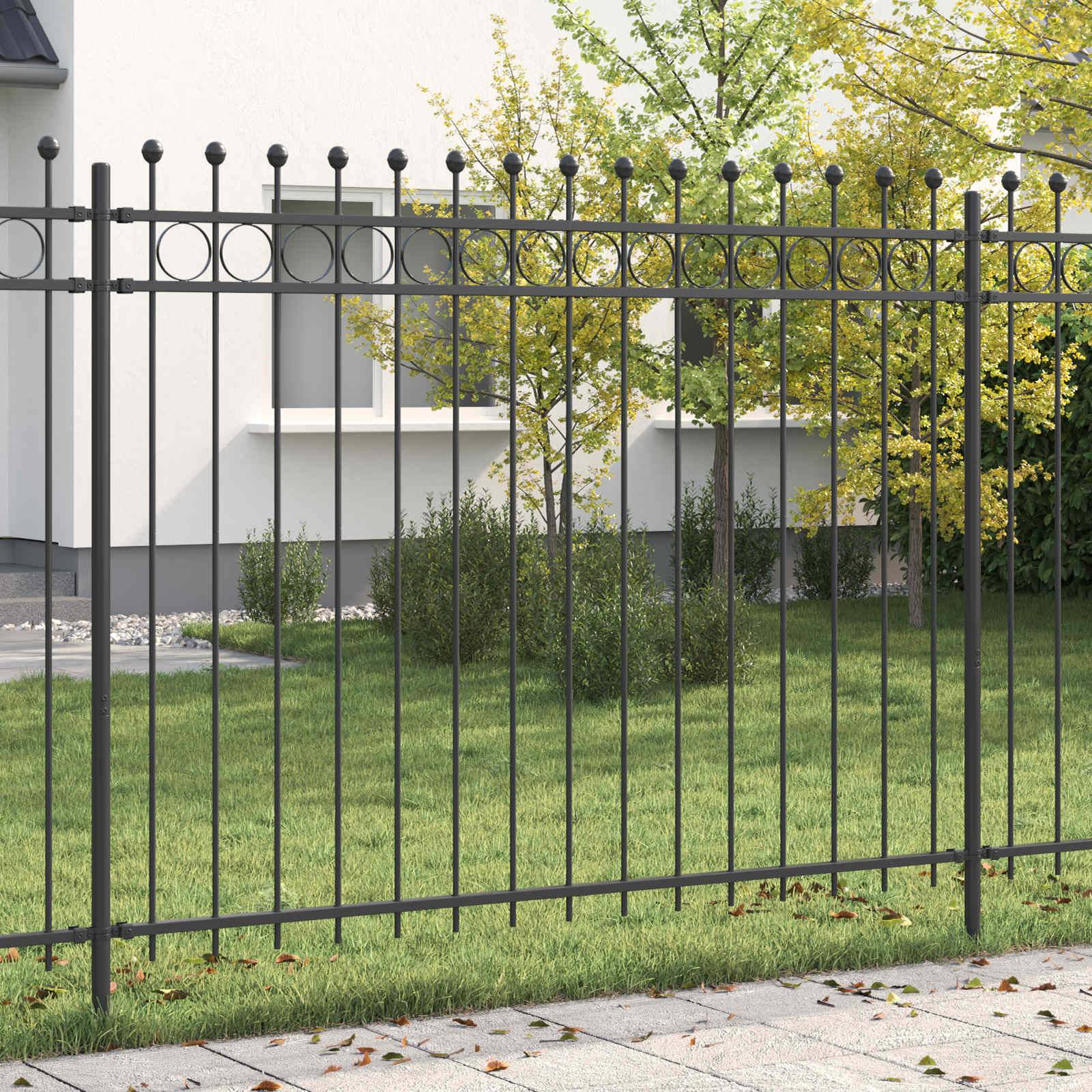 vidaXL Ringzaun Tilburg Schwarz 200 x 200 cm Pulverbeschichteter Stahl