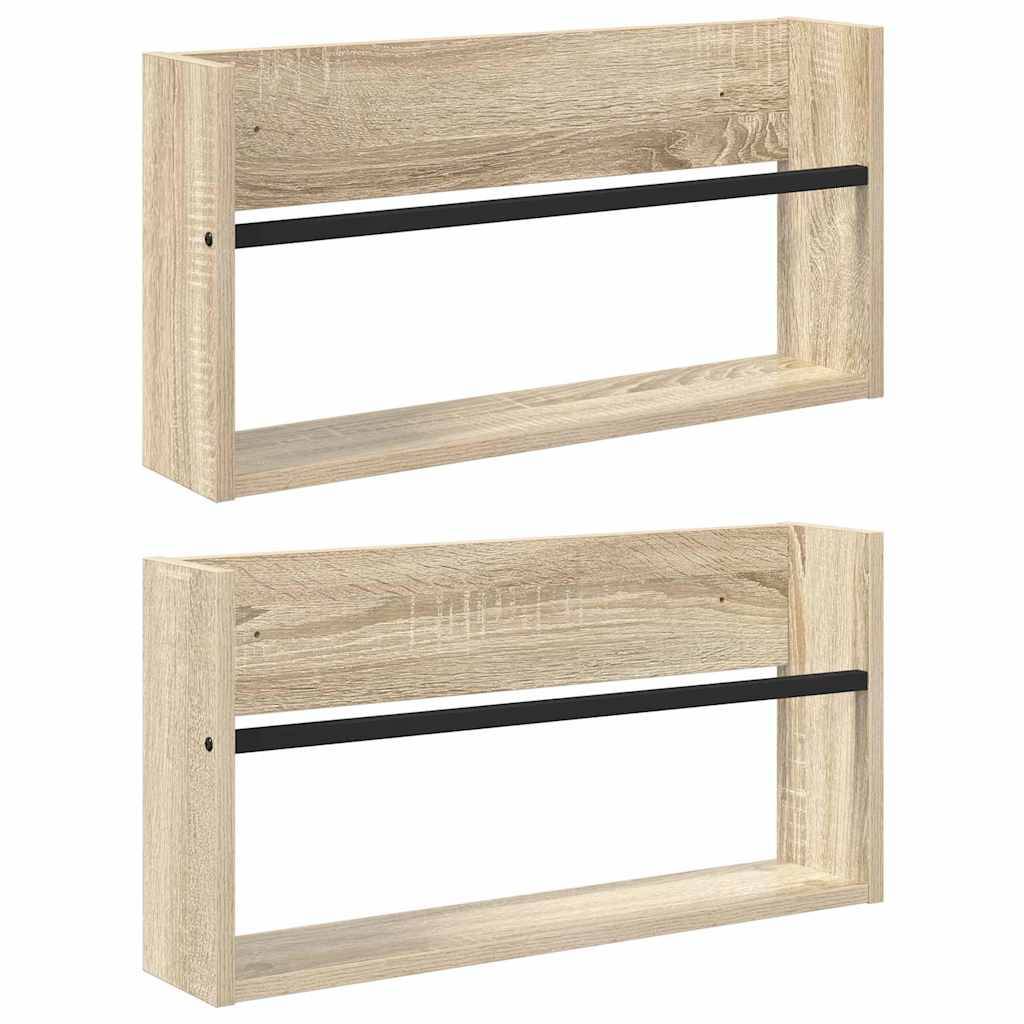 vidaXL Magazinregal 2 pcs Sonoma-Eiche 60 x 12 x 30 cm Holzwerkstoff