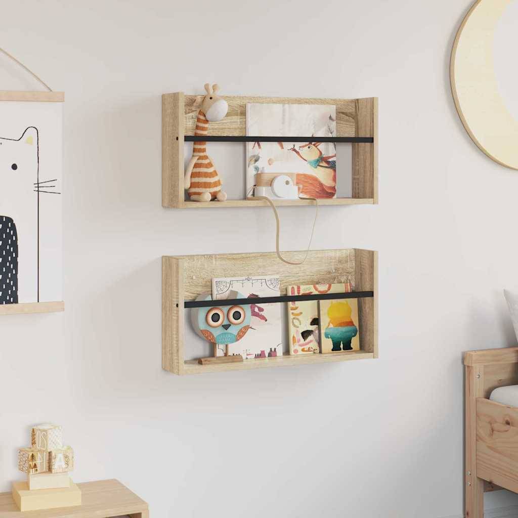 vidaXL Magazinregal 2 pcs Sonoma-Eiche 60 x 12 x 30 cm Holzwerkstoff