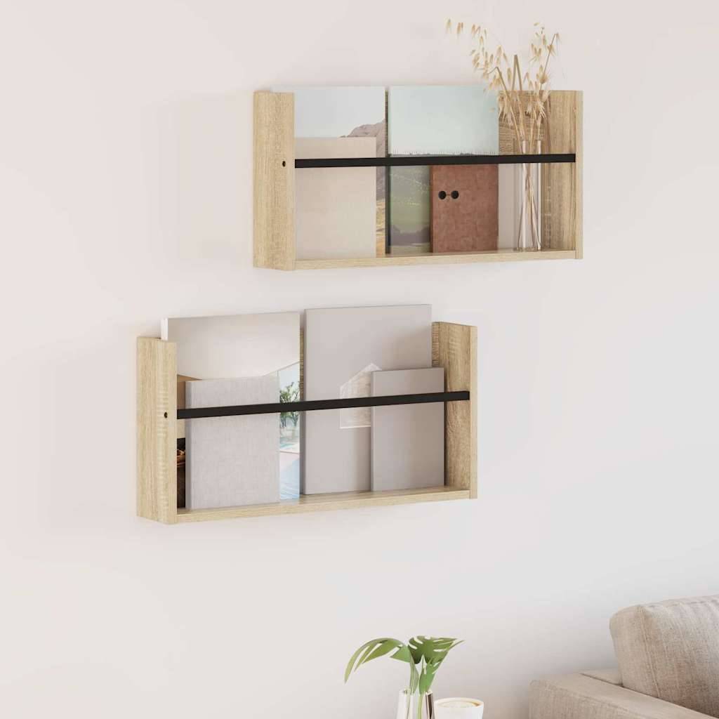 vidaXL Magazinregal 2 pcs Sonoma-Eiche 60 x 12 x 30 cm Holzwerkstoff