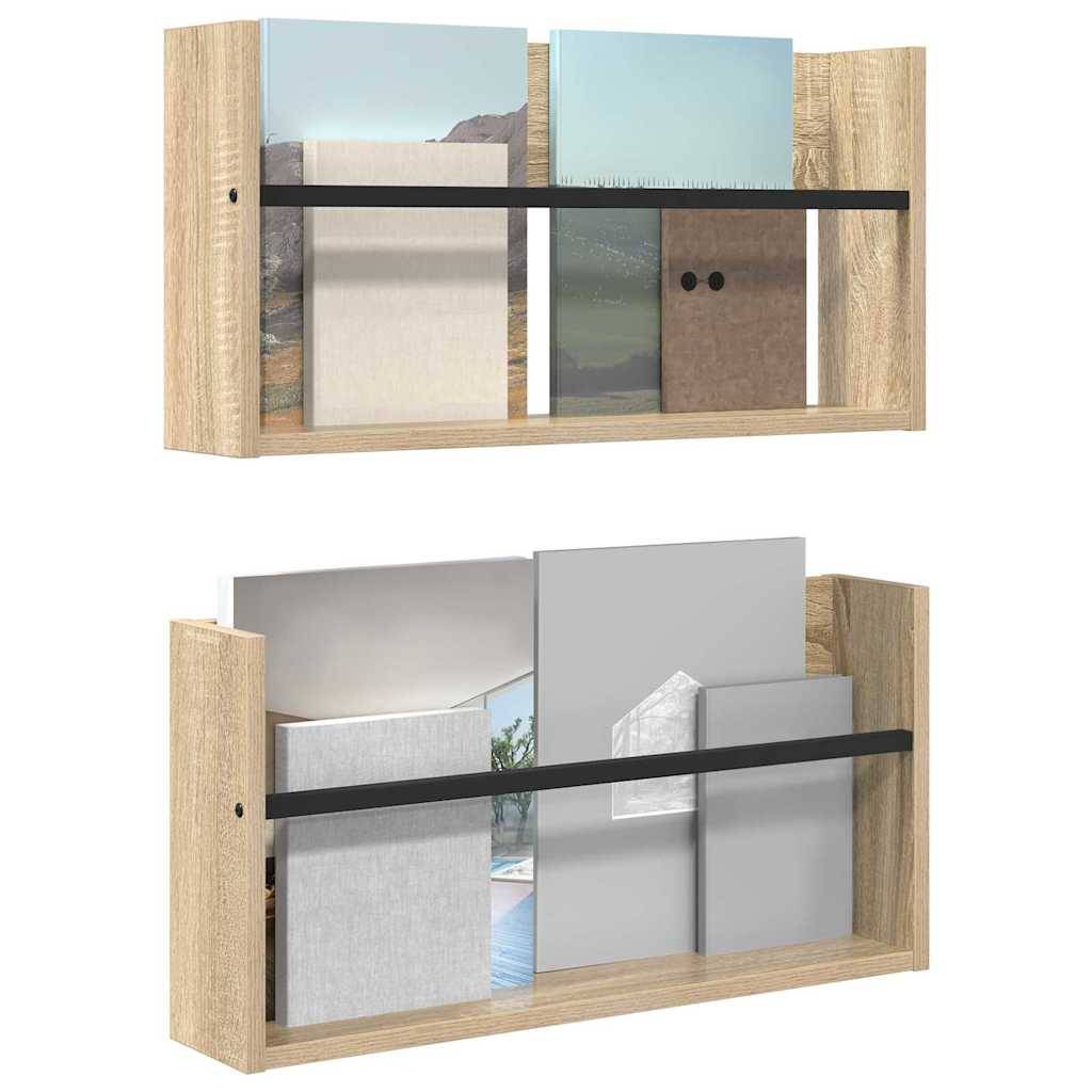 vidaXL Magazinregal 2 pcs Sonoma-Eiche 60 x 12 x 30 cm Holzwerkstoff