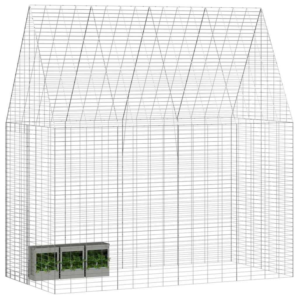 vidaXL Hasenkäfig Silber 200 x 100 x 210 cm Verzinkter Stahl