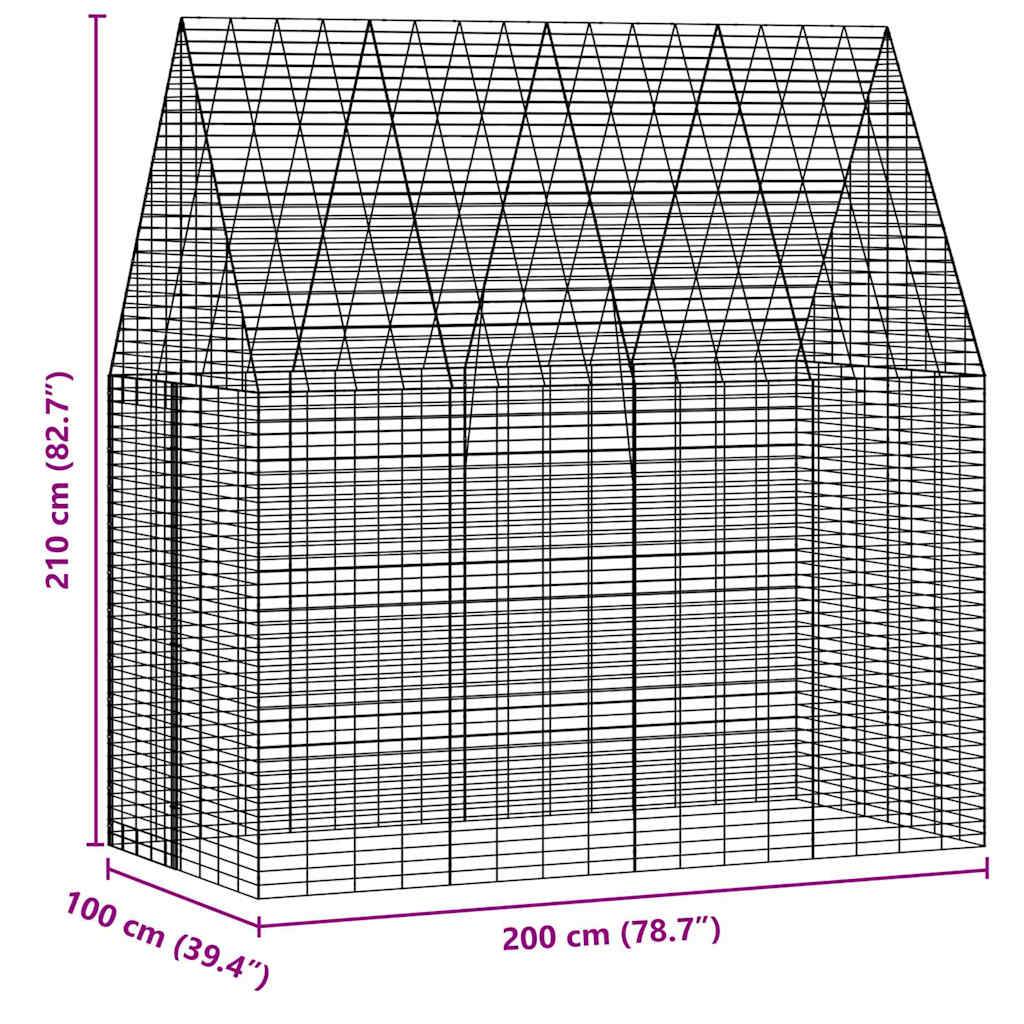 vidaXL Hasenkäfig Silber 200 x 100 x 210 cm Verzinkter Stahl