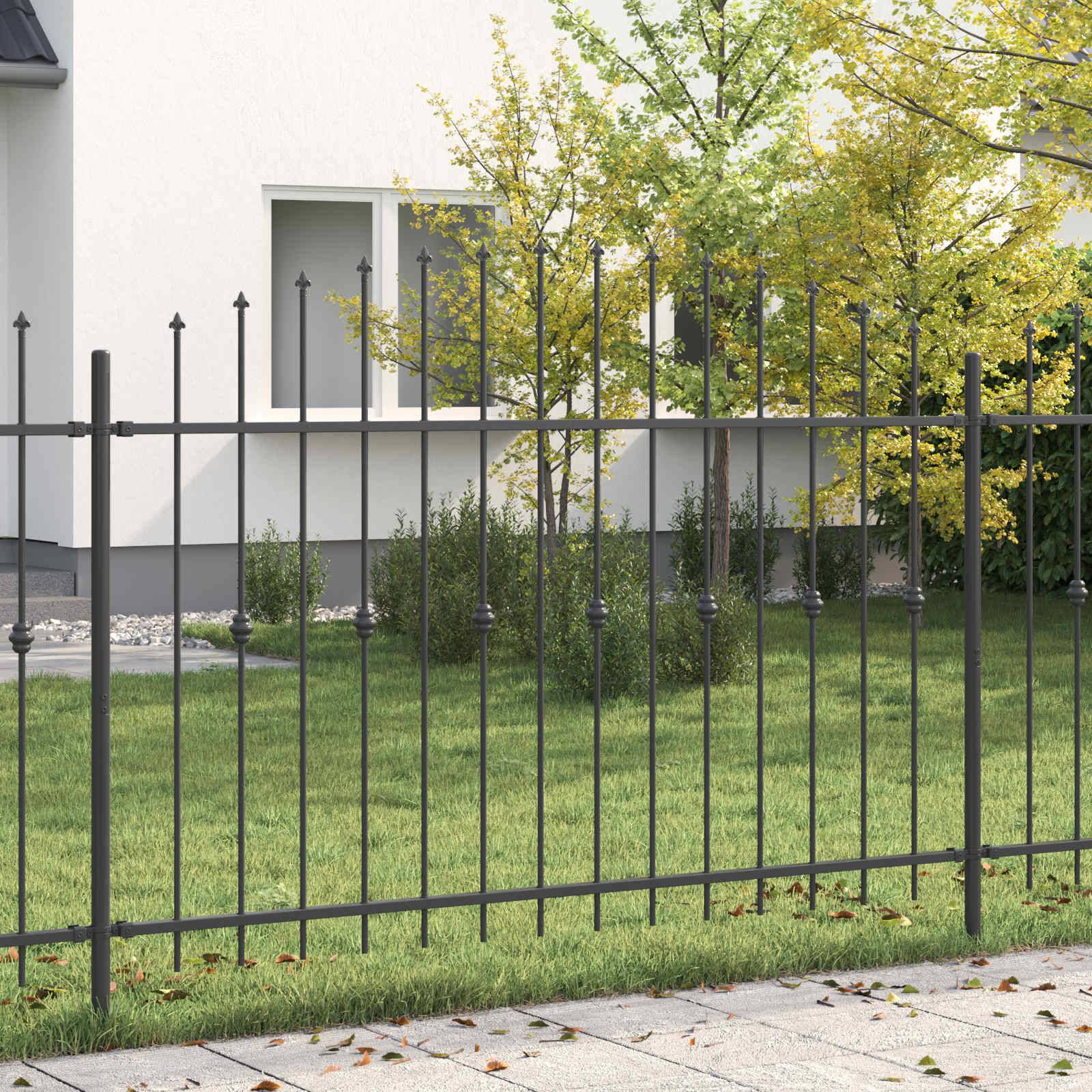 vidaXL Spießzaun Asten Schwarz