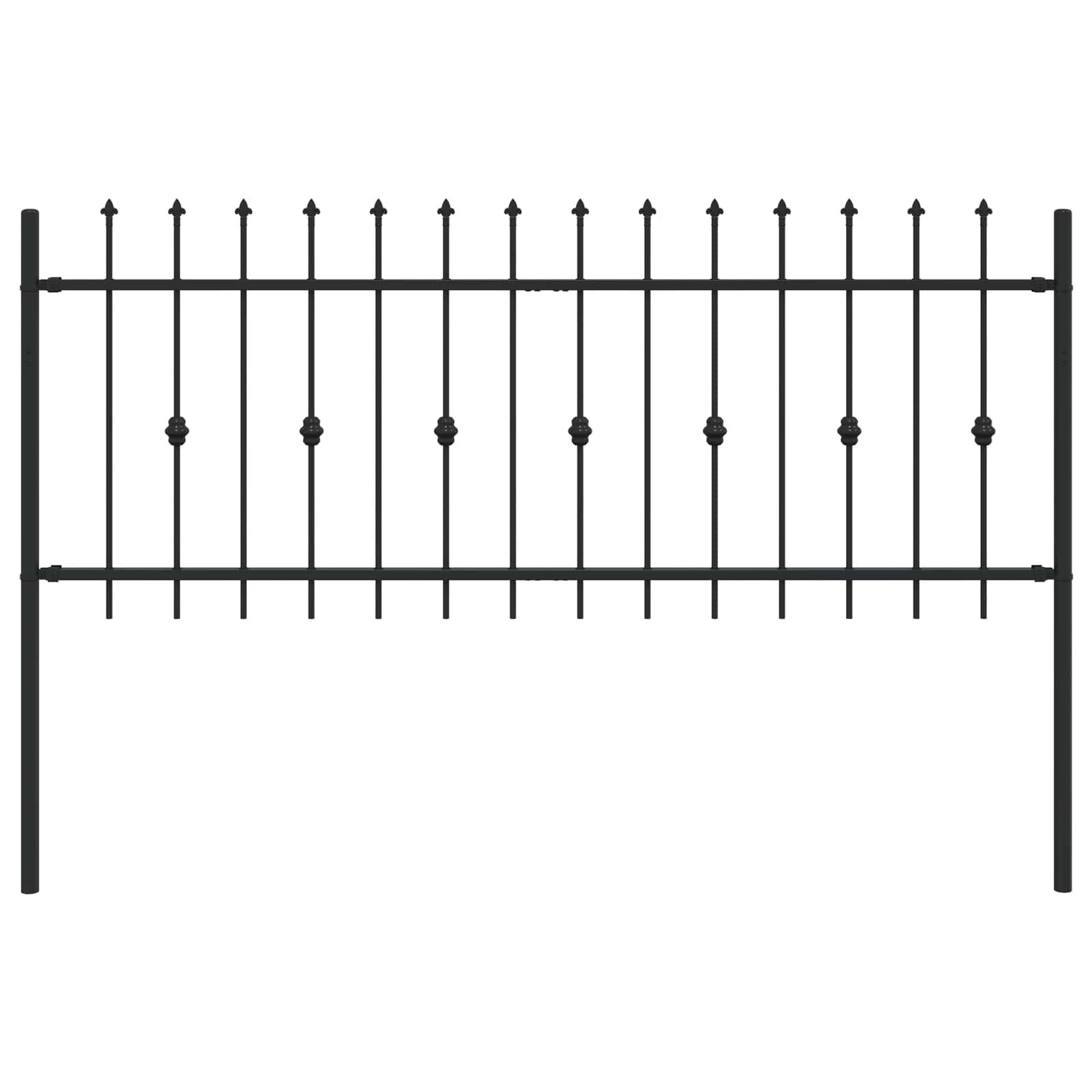 vidaXL Spießzaun Asten Schwarz 200 x 130 cm Pulverbeschichteter Stahl