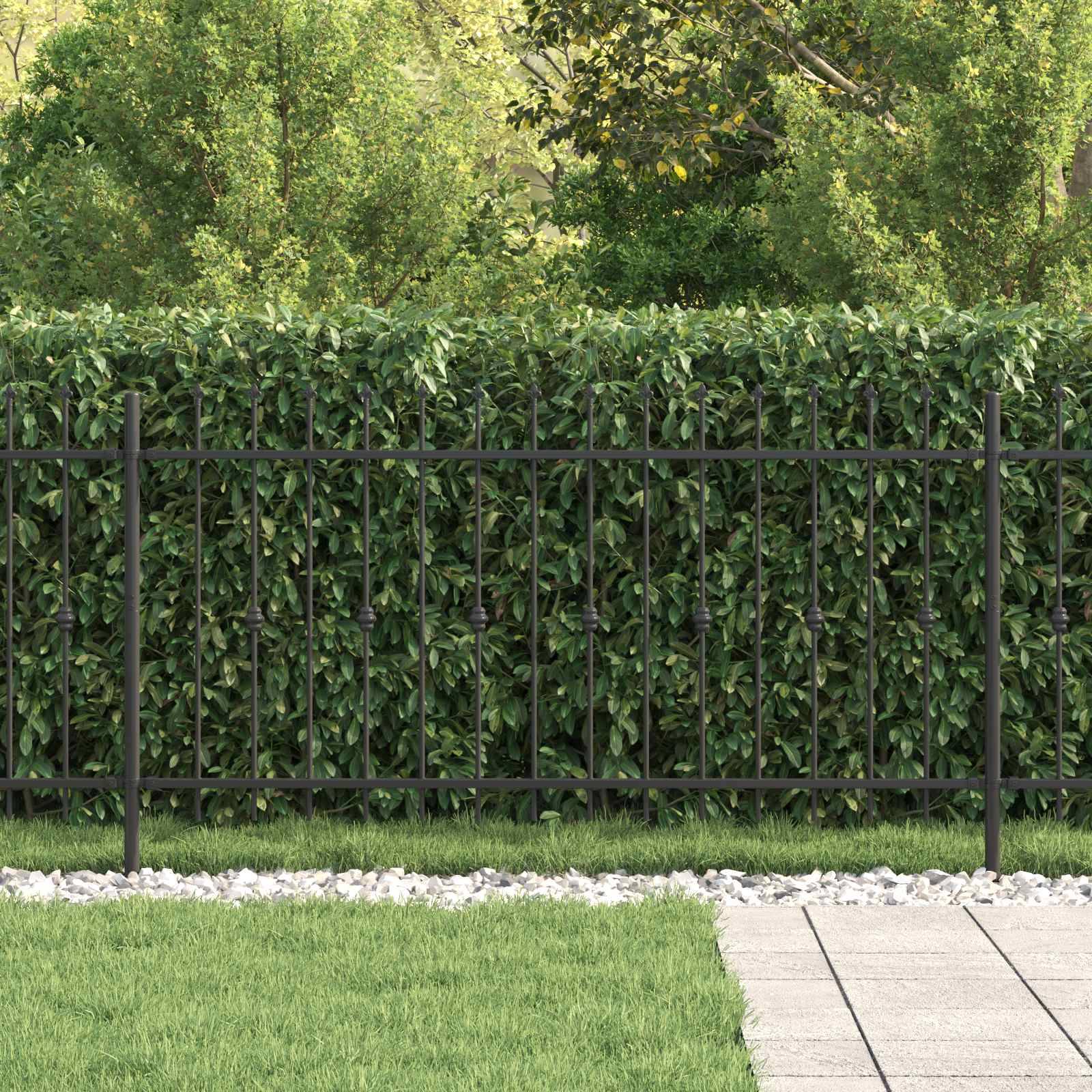 vidaXL Spießzaun Asten Schwarz 200 x 150 cm Pulverbeschichteter Stahl