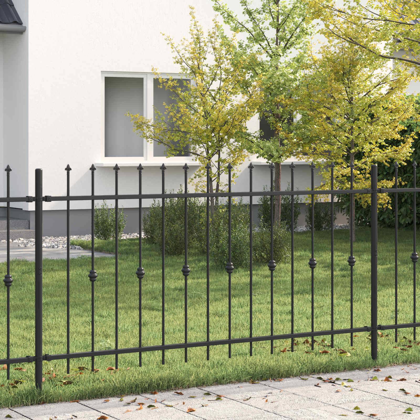 vidaXL Spießzaun Asten Schwarz 200 x 150 cm Pulverbeschichteter Stahl