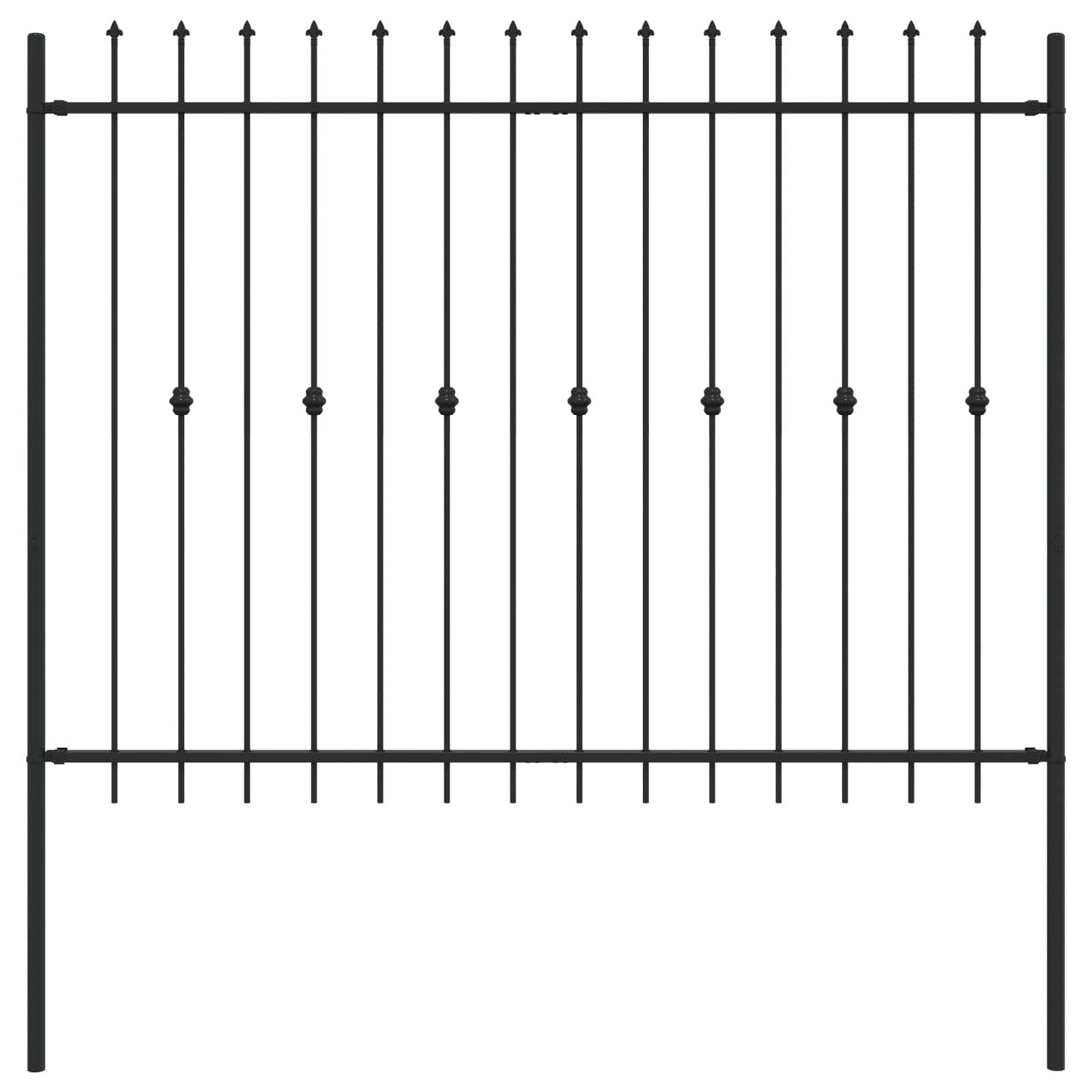 vidaXL Spießzaun Schwarz 200 x 200 cm Pulverbeschichteter Stahl