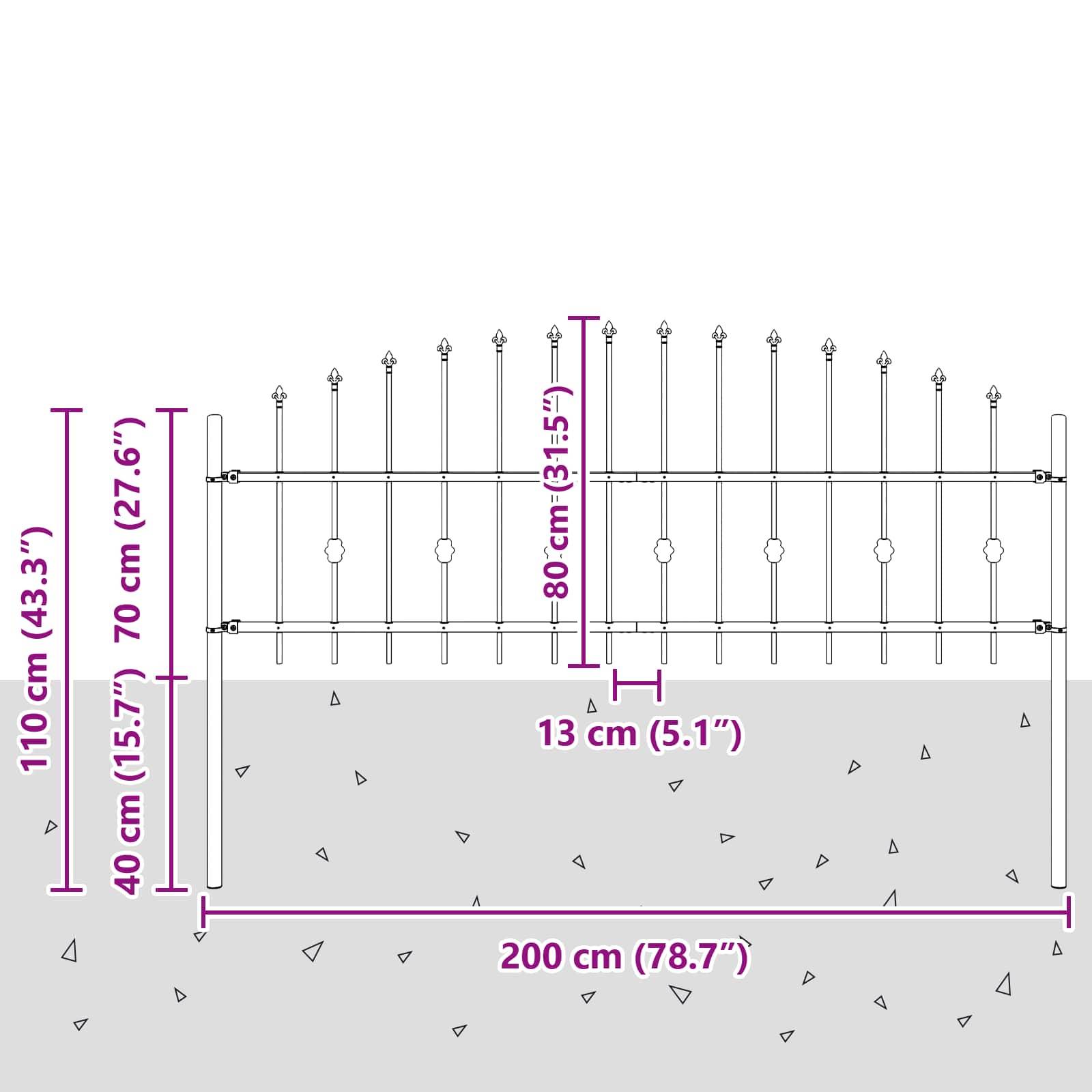 vidaXL Spießzaun Asten Schwarz