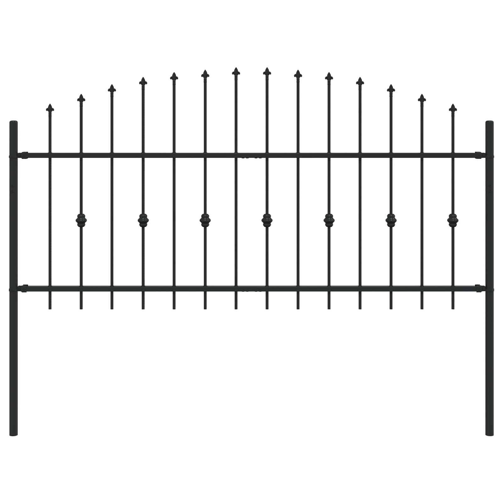 vidaXL Spießzaun Asten Schwarz 200 x 130 cm Pulverbeschichteter Stahl