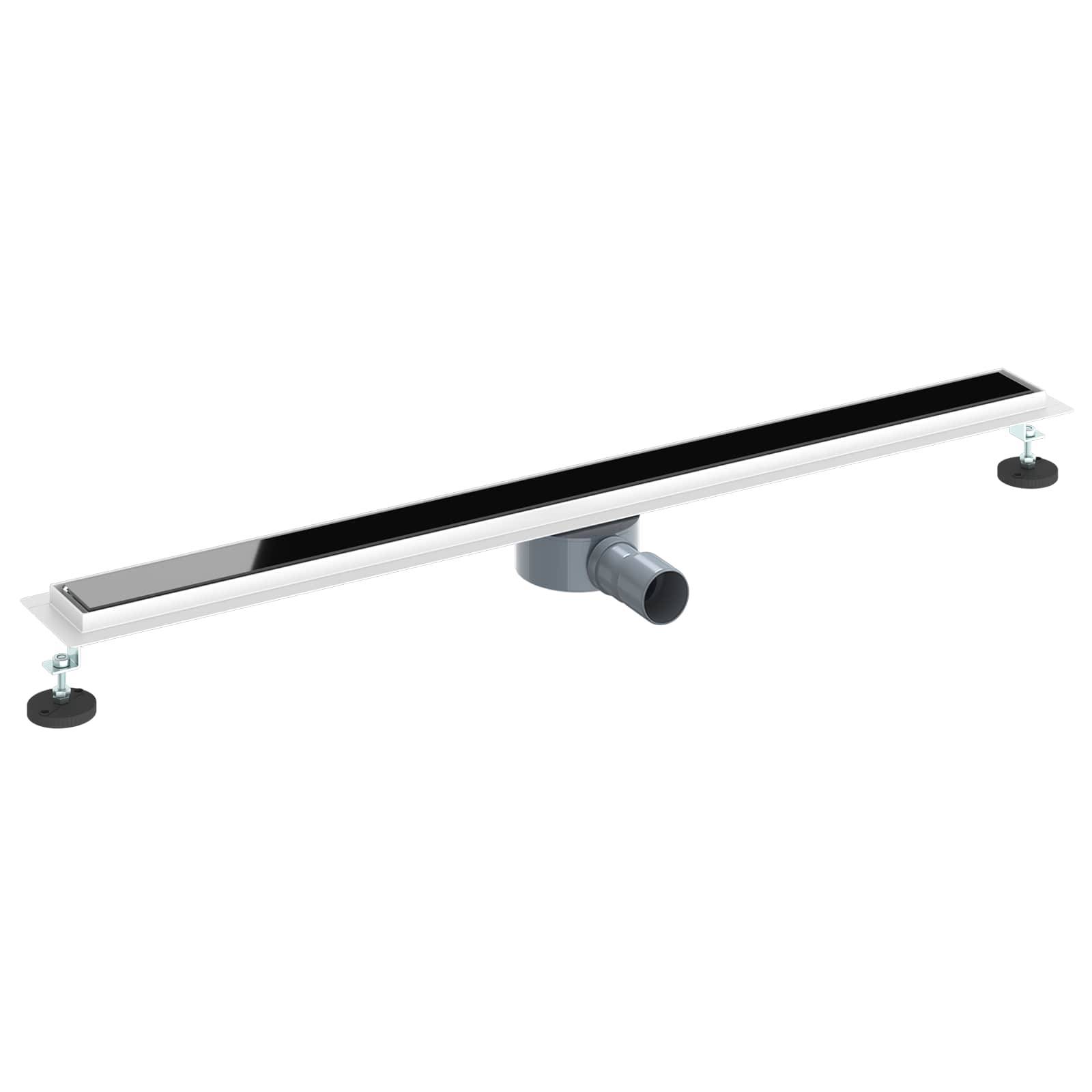 vidaXL Duschabfluss mit Glashülle und 360° Siphon Schwarz 100 cm