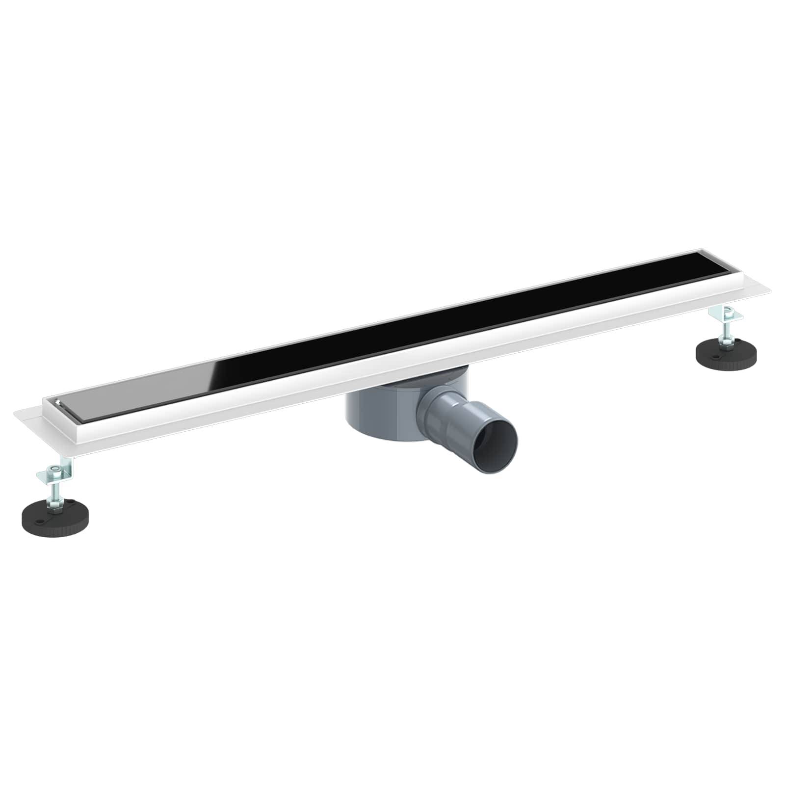 vidaXL Duschabfluss mit Glashülle und 360° Siphon Schwarz 70 cm