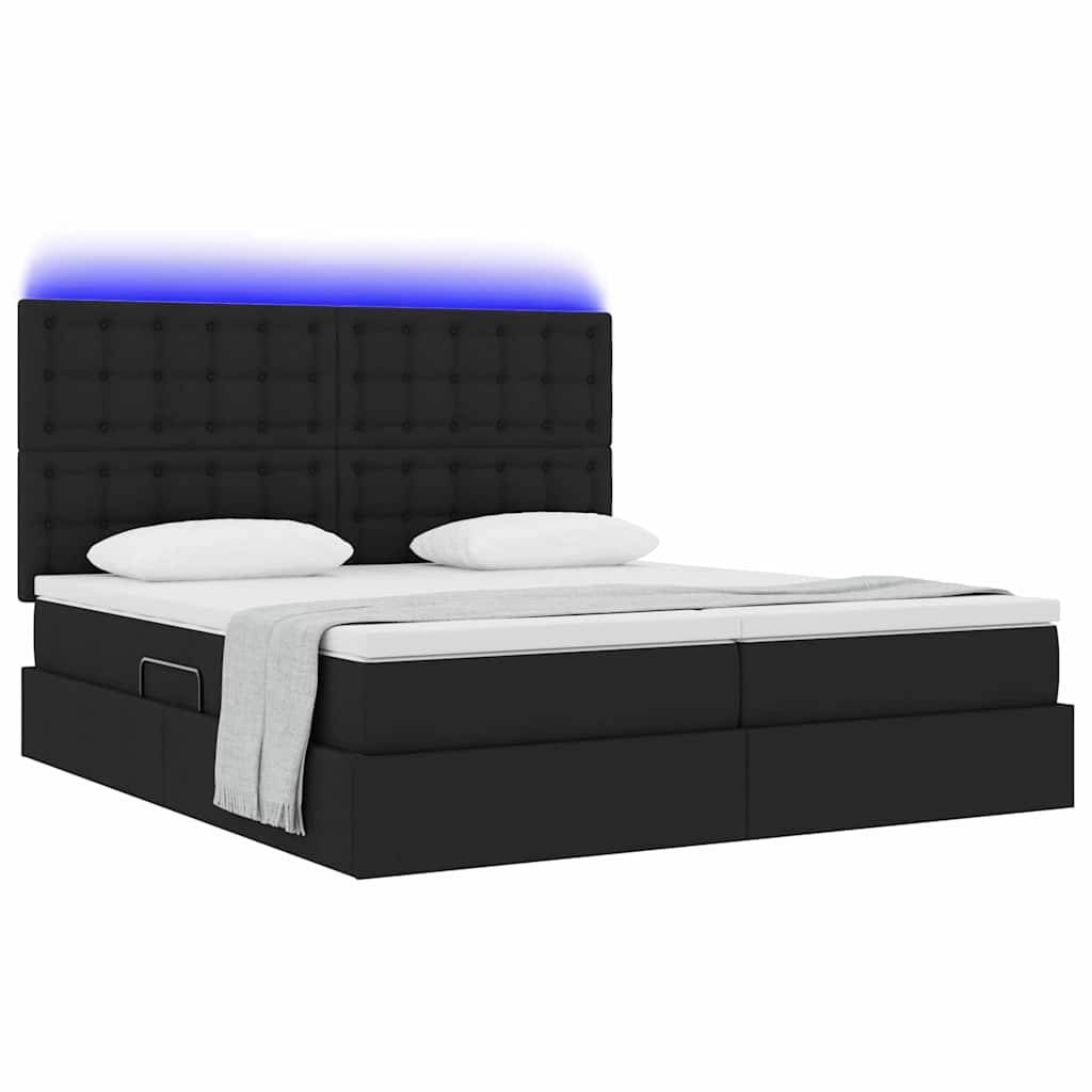 vidaXL LED-Speicherbett mit Matratze Schwarz 180 x 200 cm Stoff