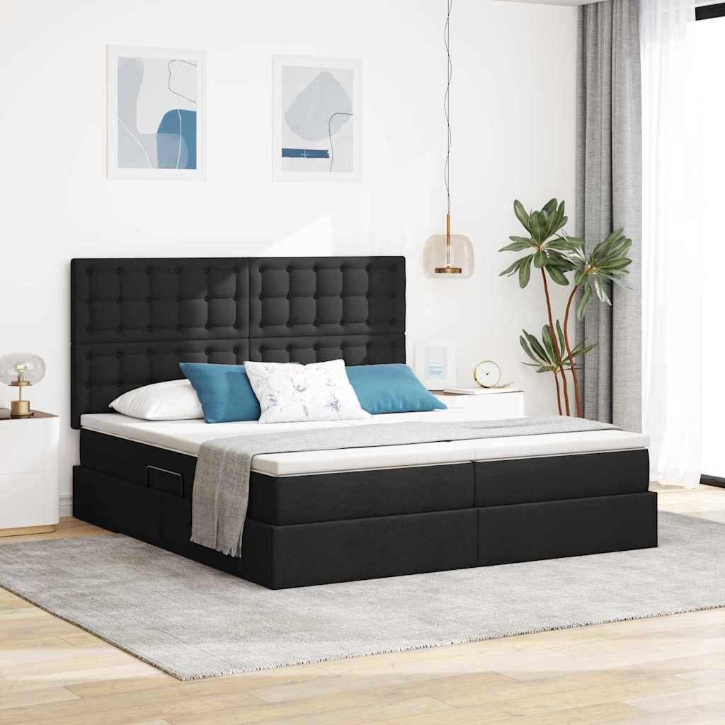 vidaXL Aufbewahrungsbett mit Kopfteil Schwarz 180 x 200 cm Stoff