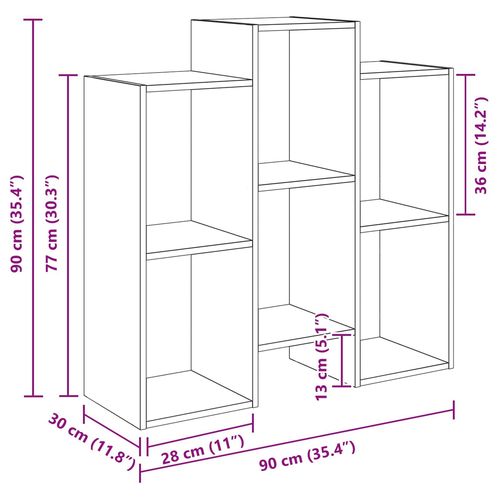 vidaXL Sideboard Geräucherte Eiche 90 x 30 x 90 cm