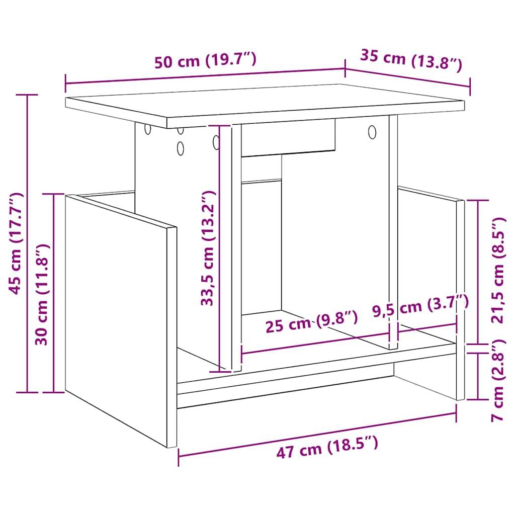 vidaXL TV-Ständer Schwarz Eichen-Optik 50 x 35 x 45 cm Holzwerkstoff