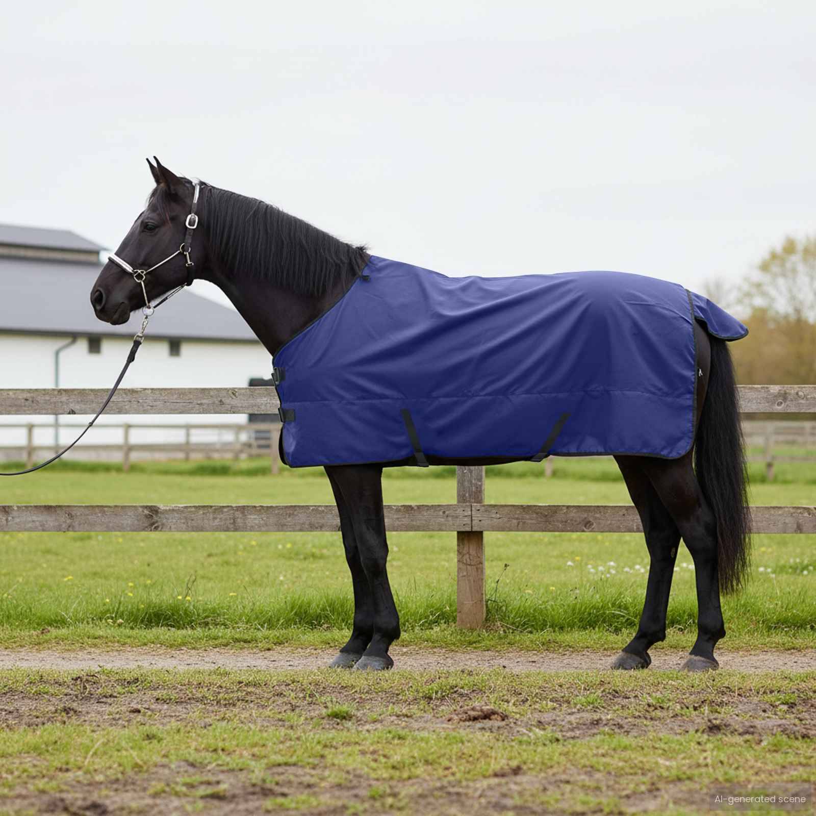 vidaXL Pferdedecke Dunkelgrün und Schwarz 75 cm Polyester