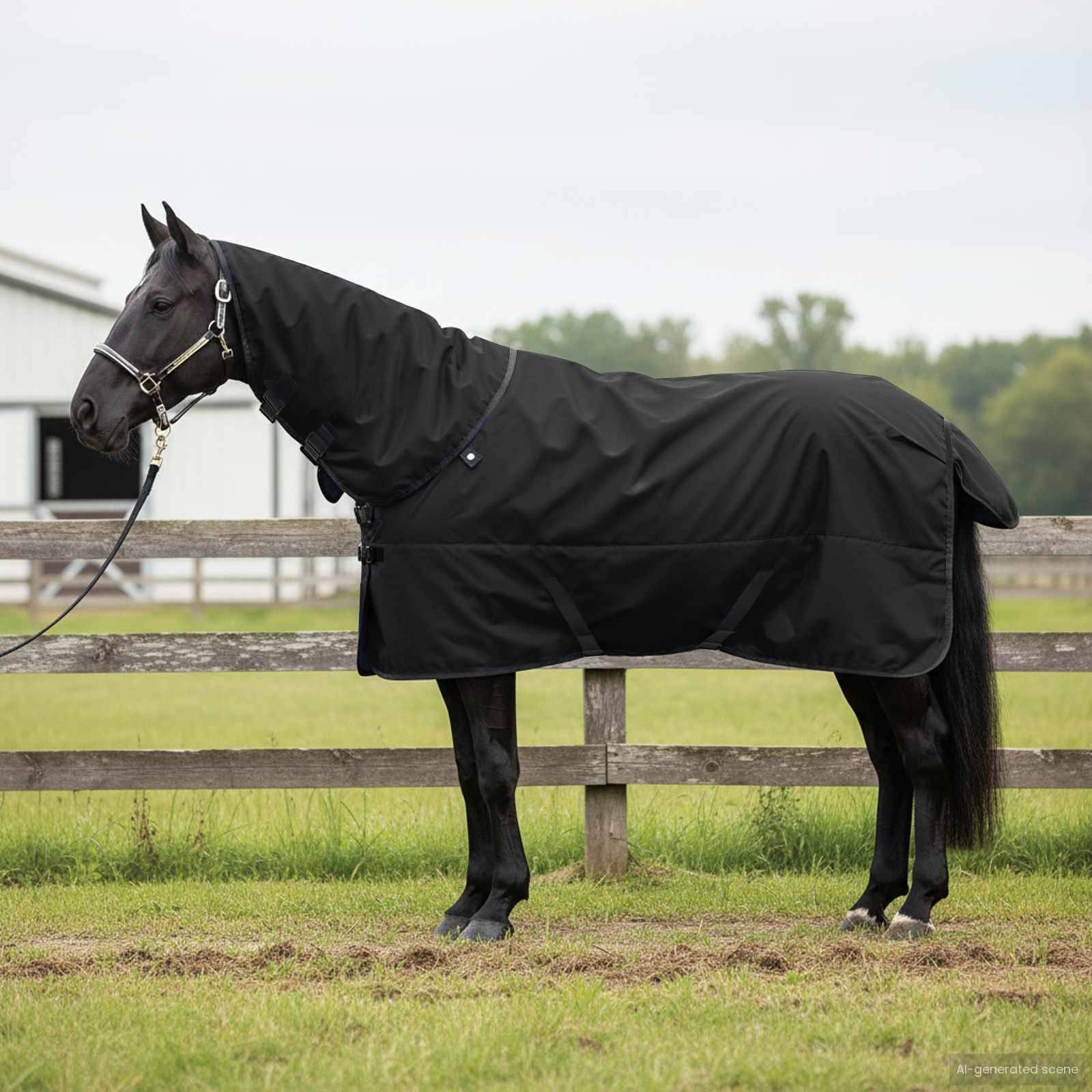 vidaXL Pferdedecke Dunkelgrün und Schwarz 155 cm Polyester