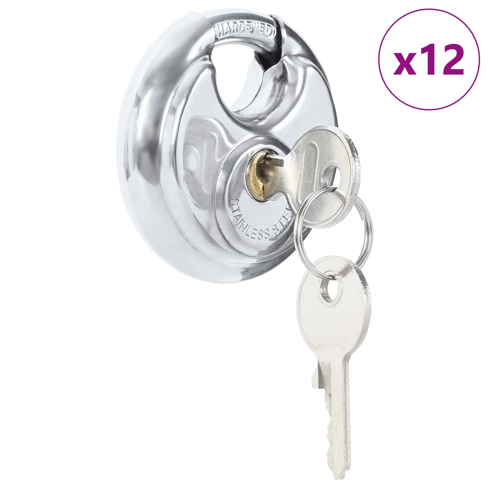 vidaXL Diskusschlösser mit Schlüsseln 12 pcs Silber 9 x 2,8 x 9 cm