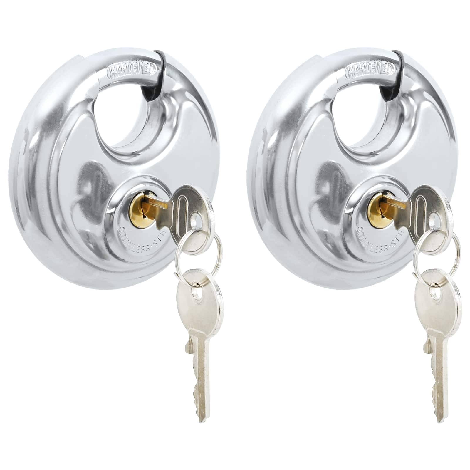 vidaXL Diskusschlösser mit Schlüsseln 2 pcs Silber 8 x 2,8 x 8 cm