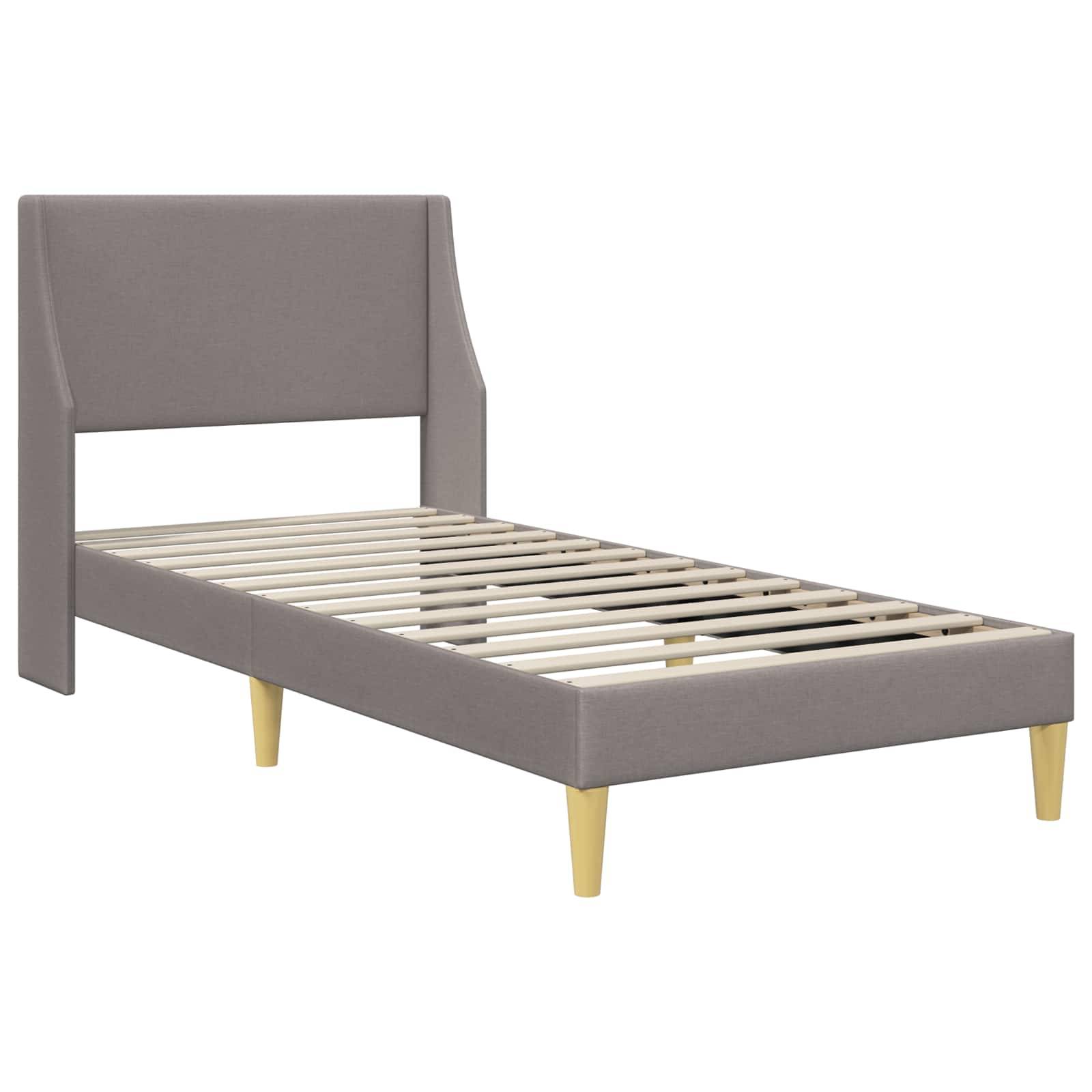 vidaXL Bettrahmen Uni mit Kopfteil Taupe 90 x 200 cm Stoff