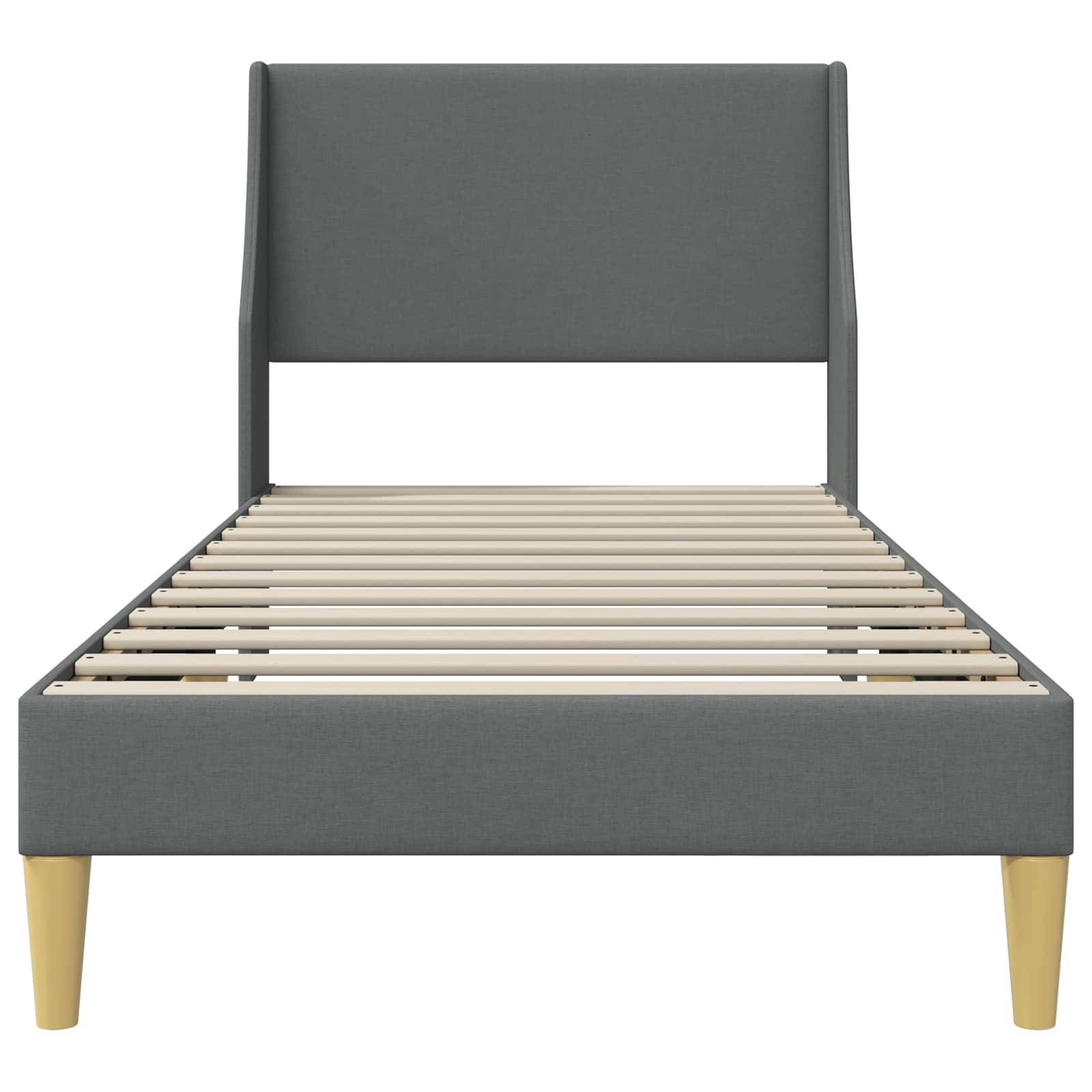 vidaXL Bettrahmen Uni mit Kopfteil Dunkelgrau 90 x 200 cm Stoff