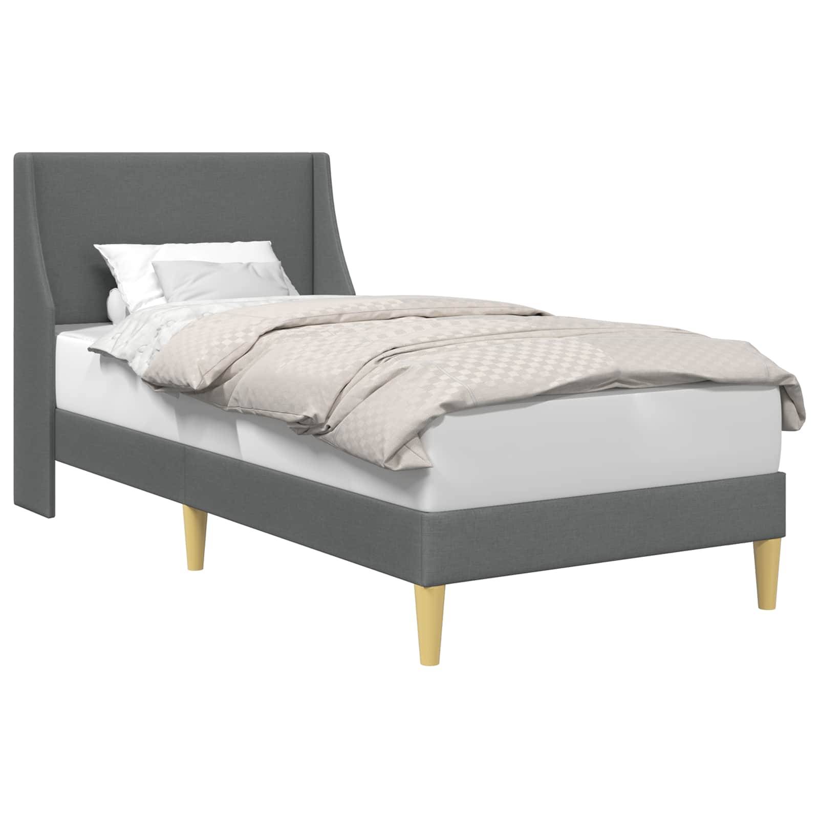 vidaXL Bettrahmen Uni mit Kopfteil Dunkelgrau 90 x 200 cm Stoff