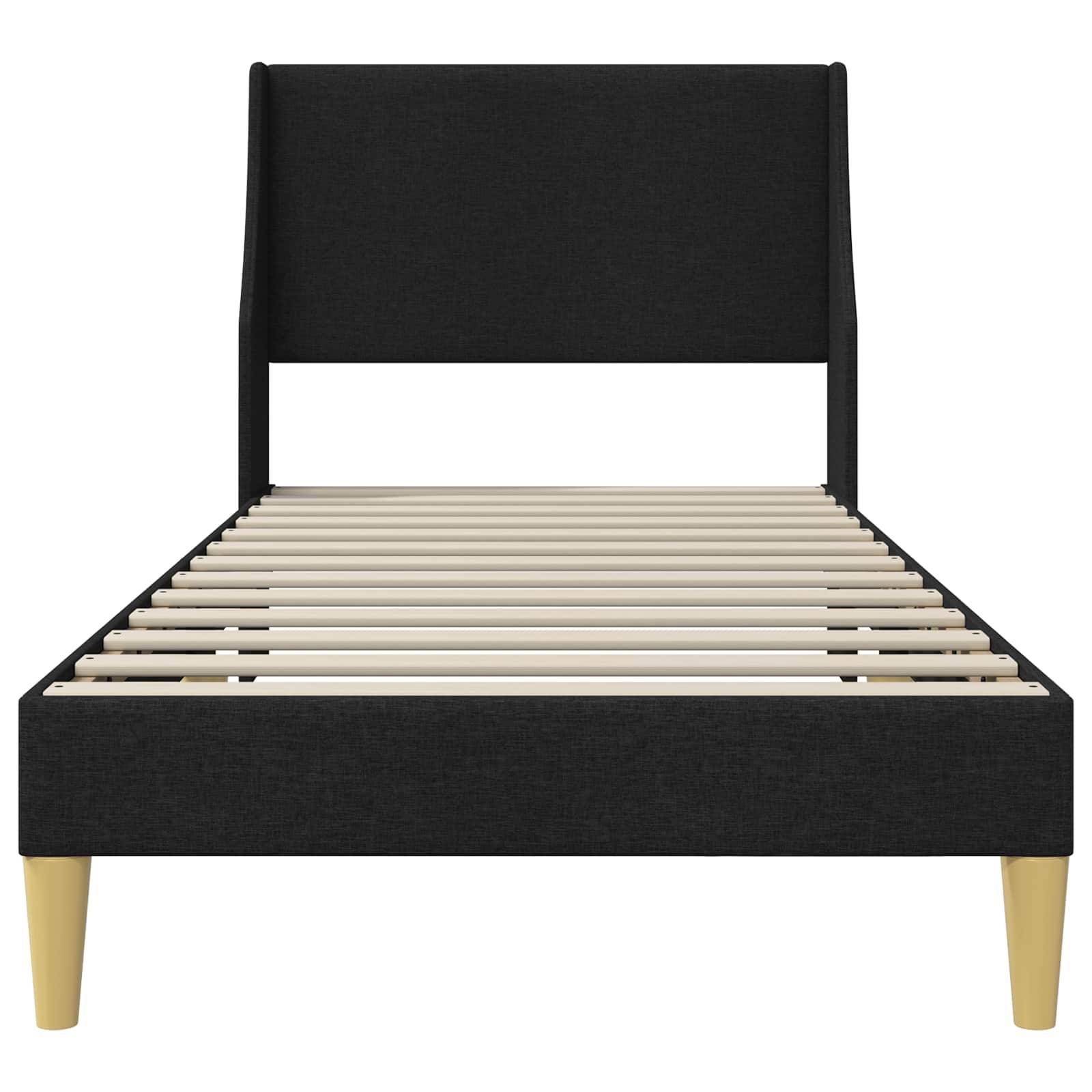 vidaXL Bettrahmen Uni mit Kopfteil Schwarz 90 x 200 cm Stoff