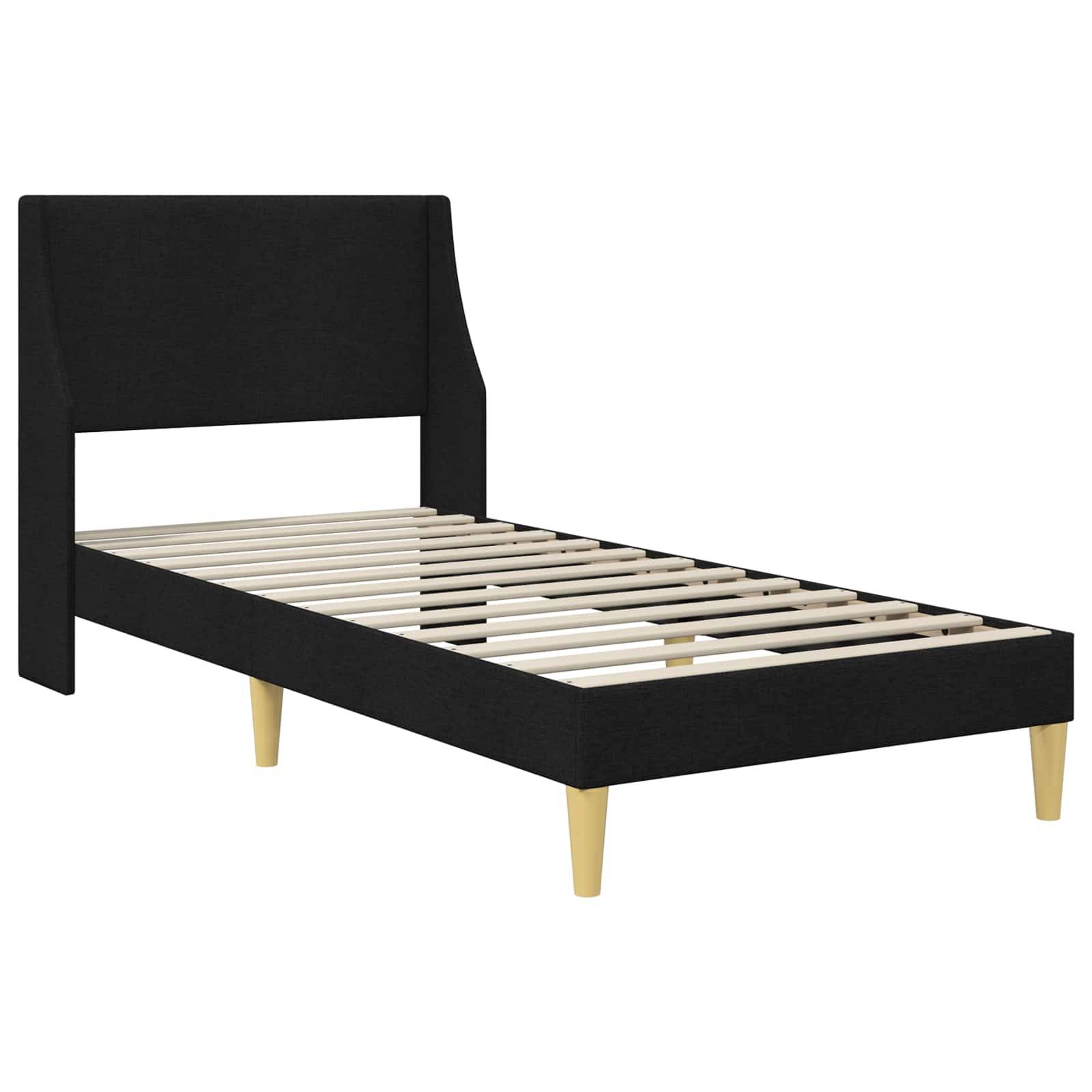 vidaXL Bettgestell mit Matratze Schwarz 90 x 190 cm Polyester