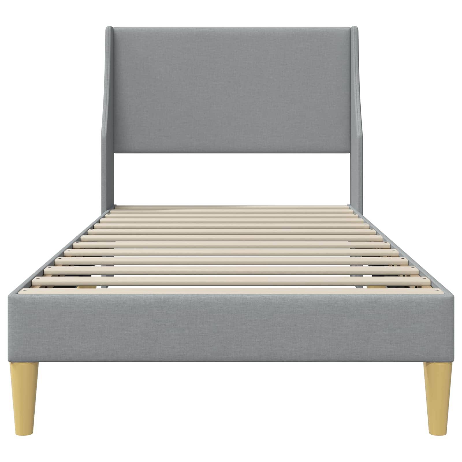 vidaXL Bettrahmen Uni mit Kopfteil Hellgrau 90 x 200 cm Stoff