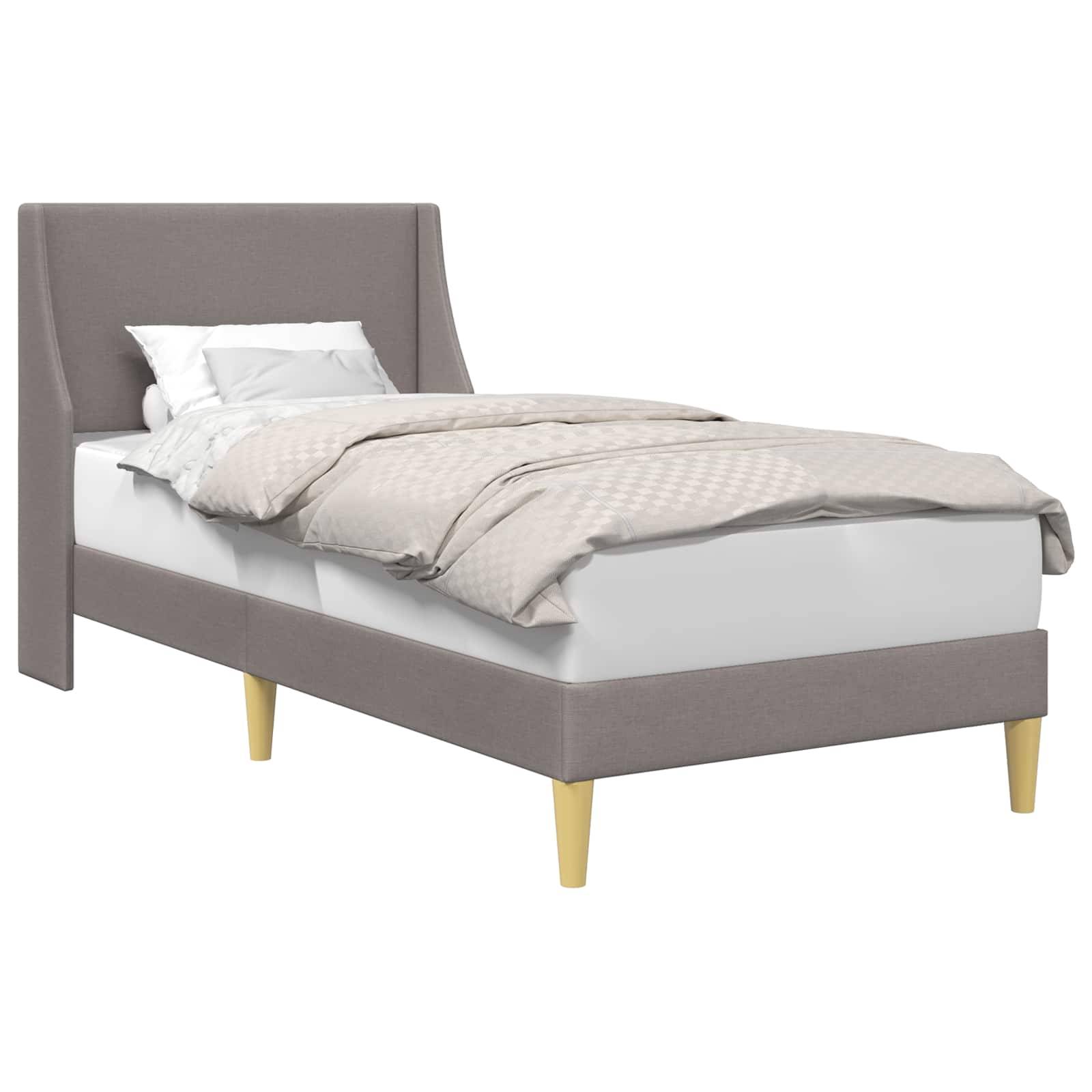 vidaXL Bettrahmen Uni mit Kopfteil Taupe 90 x 200 cm Stoff