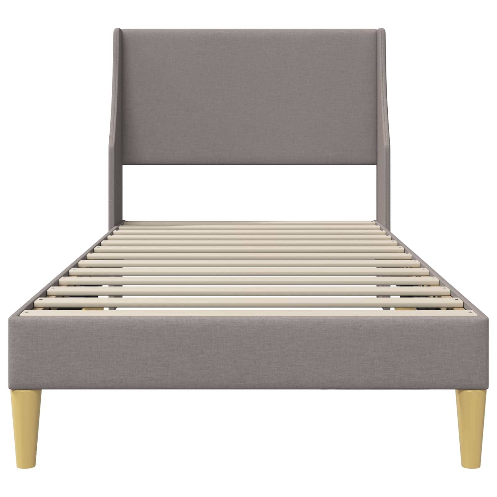 vidaXL Bettrahmen Uni mit Kopfteil Taupe 90 x 200 cm Stoff