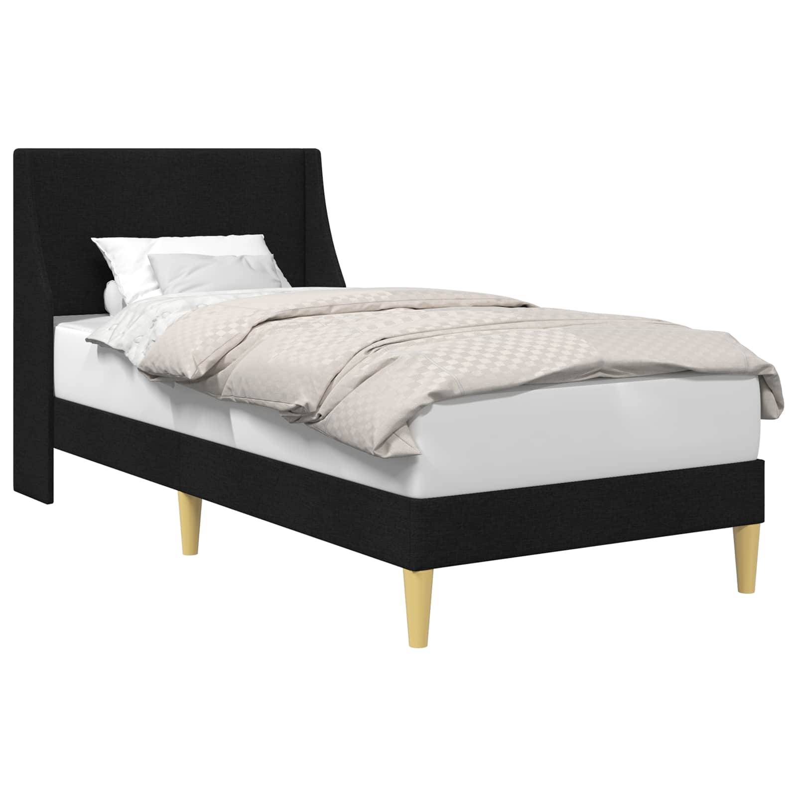 vidaXL Bettrahmen Uni mit Kopfteil Schwarz 90 x 200 cm Stoff