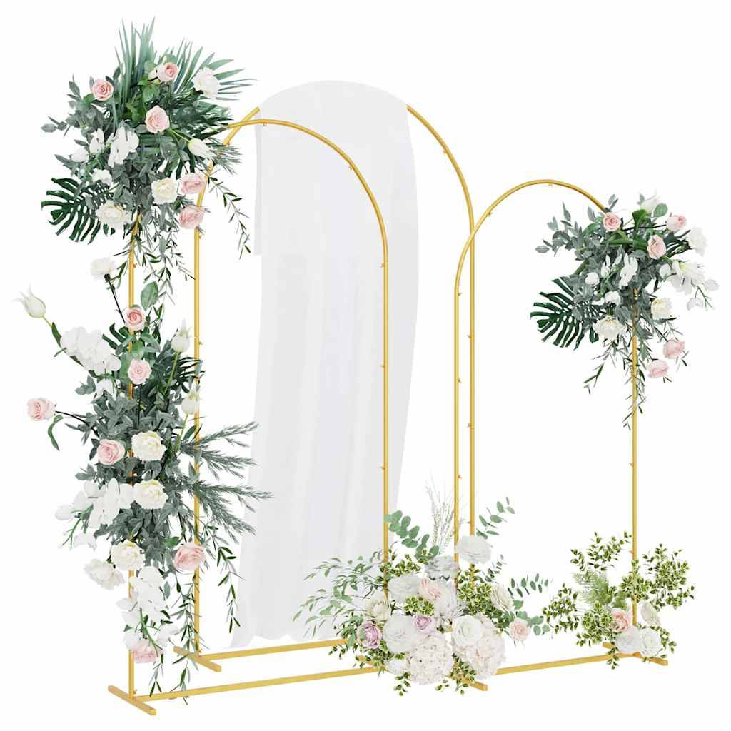 vidaXL Hochzeitsbogen 3 pcs Gold Stahl