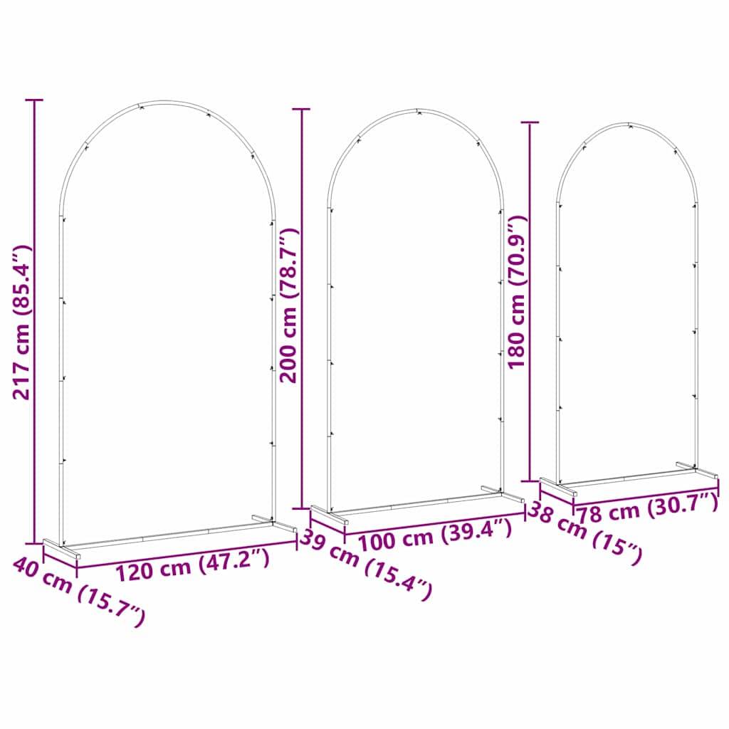 vidaXL Hochzeitsbogen 3 pcs Weiß Stahl