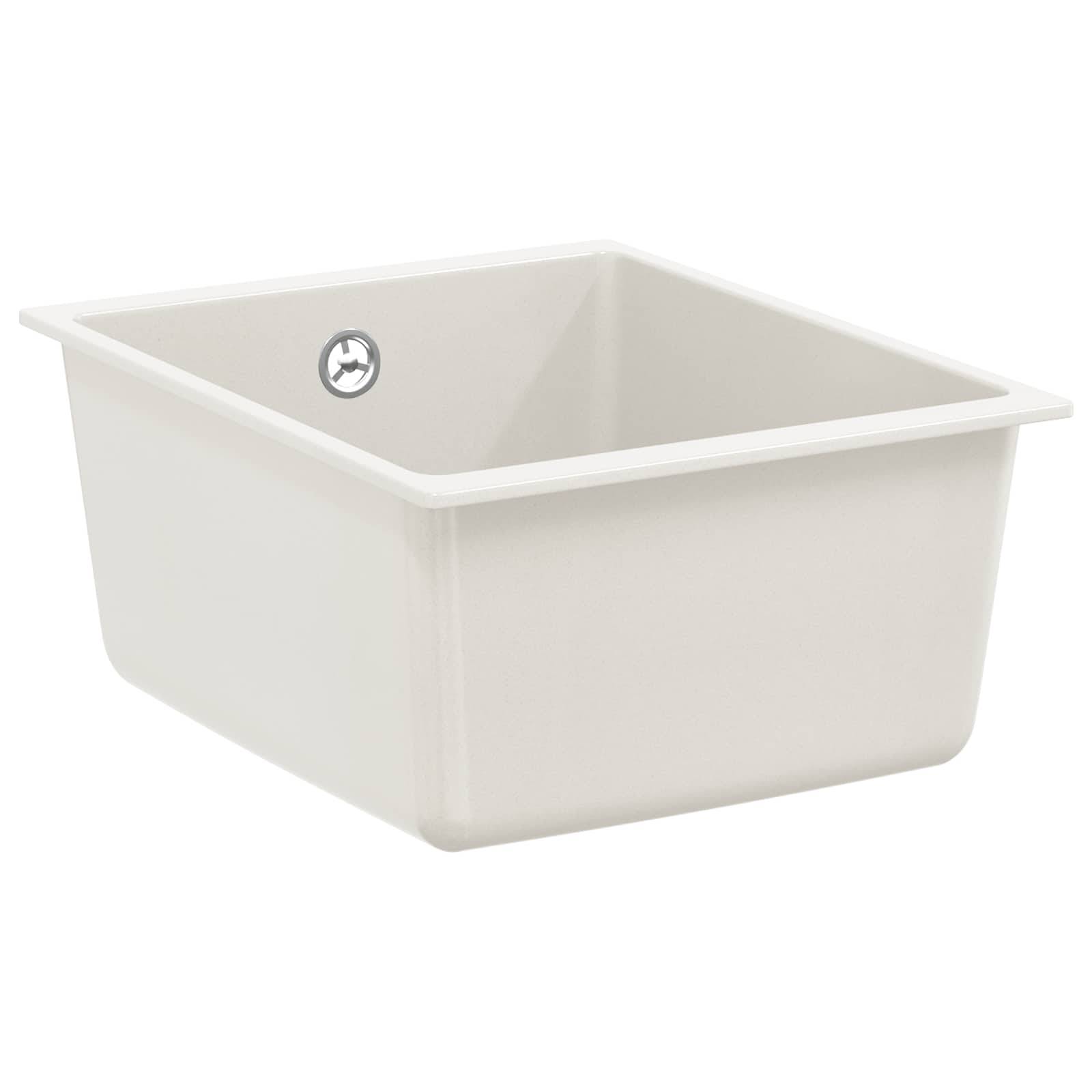 vidaXL Waschbecken Weiß 370 x 460 mm 80% Quarz und 20% Harz