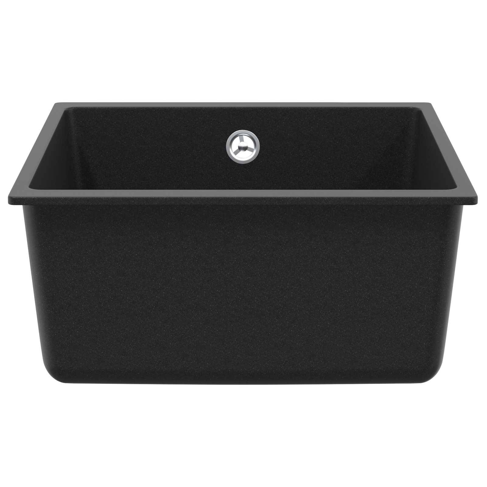 vidaXL Waschbecken Schwarz 430 x 460 mm 80% Quarz und 20% Harz