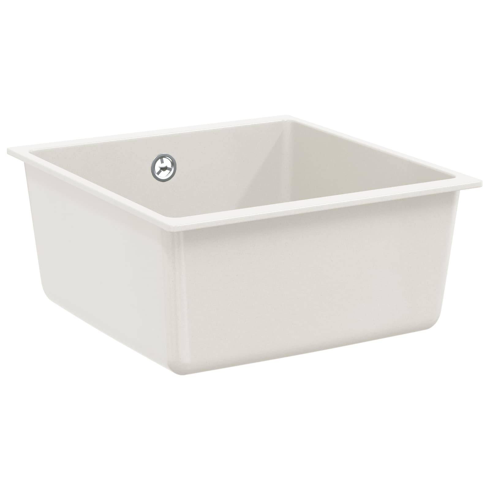 vidaXL Waschbecken Weiß 430 x 460 mm 80% Quarz und 20% Harz