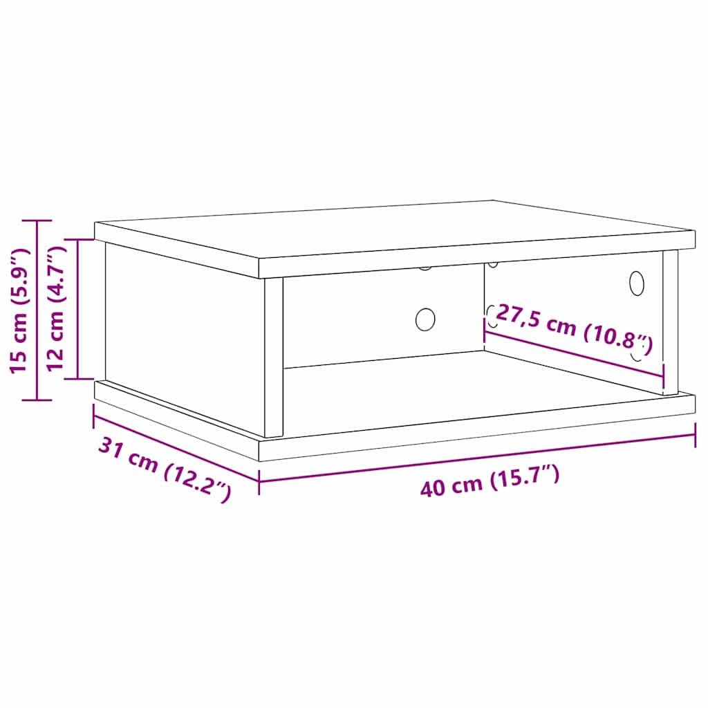 vidaXL Nachttisch 2 pcs Beton Grau 40 x 31 x 15 cm Holzwerkstoff
