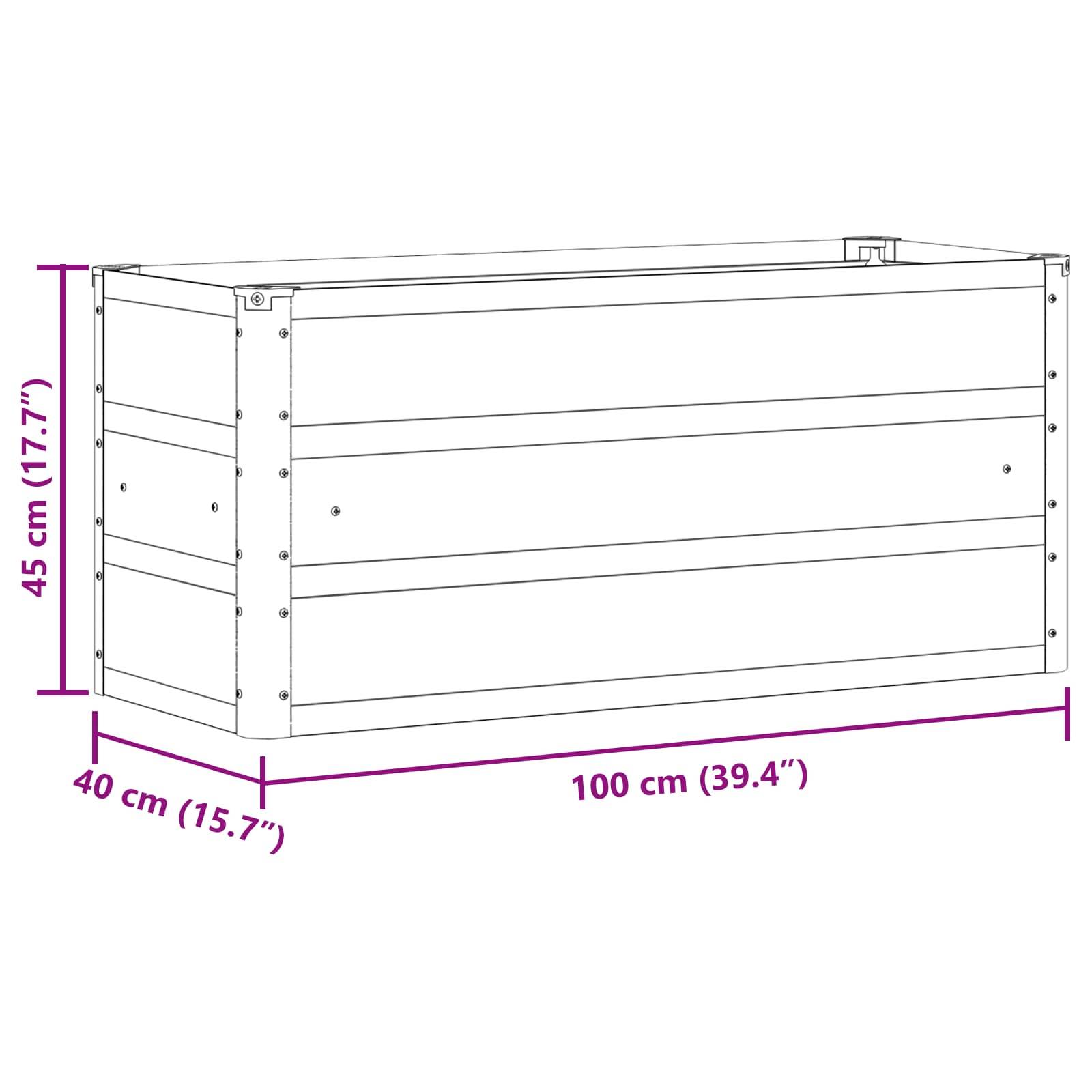 vidaXL Pflanzkübel Hellgrau 100 x 40 x 45 cm Stahl